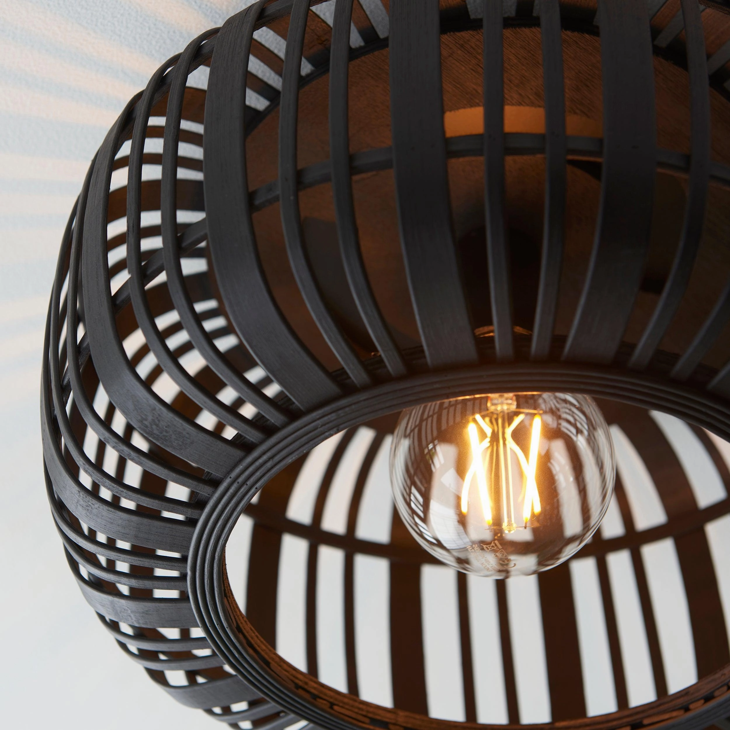 Endon Mathias 1 Light Dark Bamboo Cage Ceiling Flush