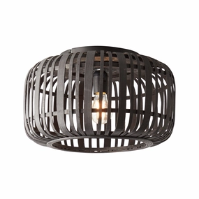 Endon Mathias 1 Light Dark Bamboo Cage Ceiling Flush white ceiling lamp