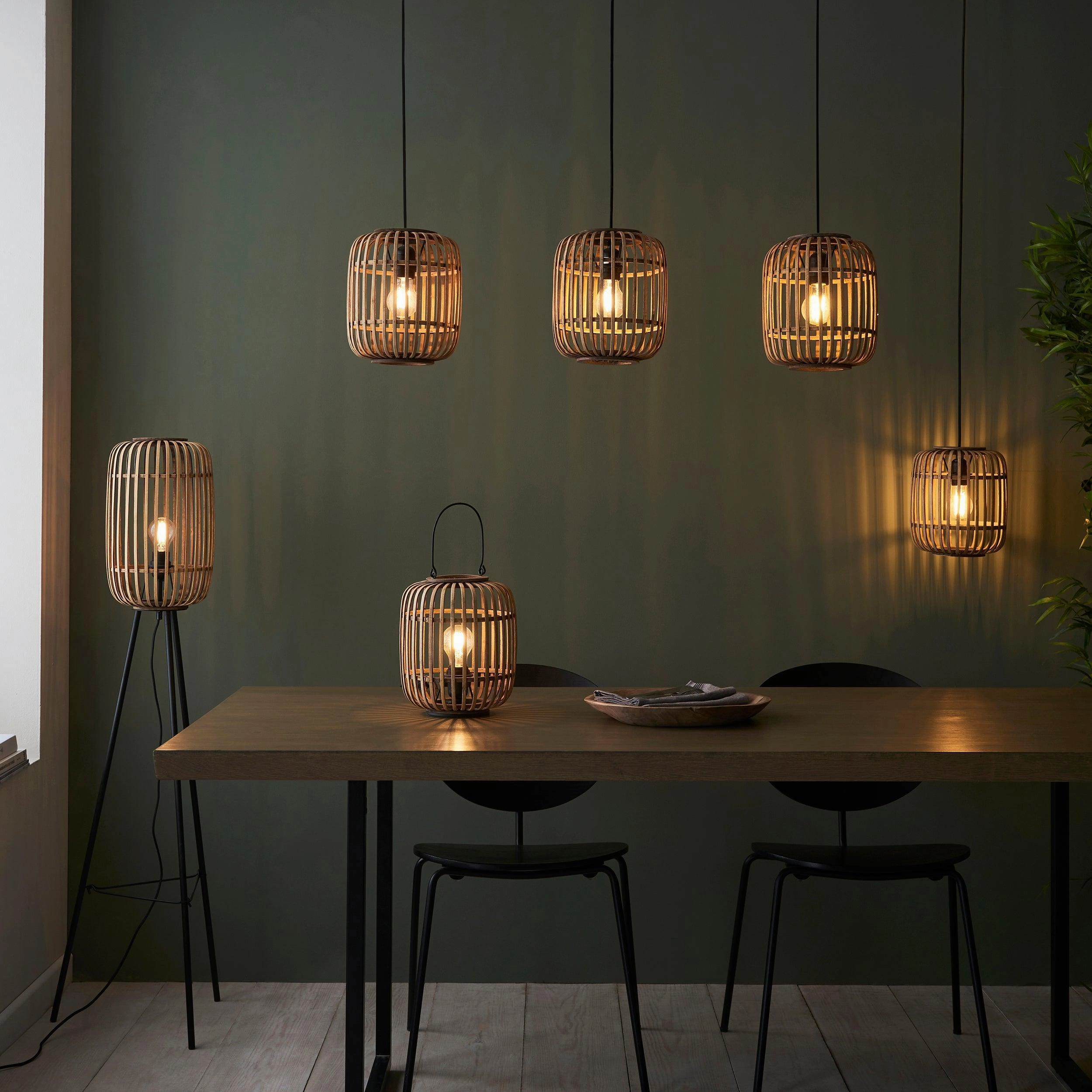Endon Mathias 1 Light Table Lamp With Light Bamboo Cage