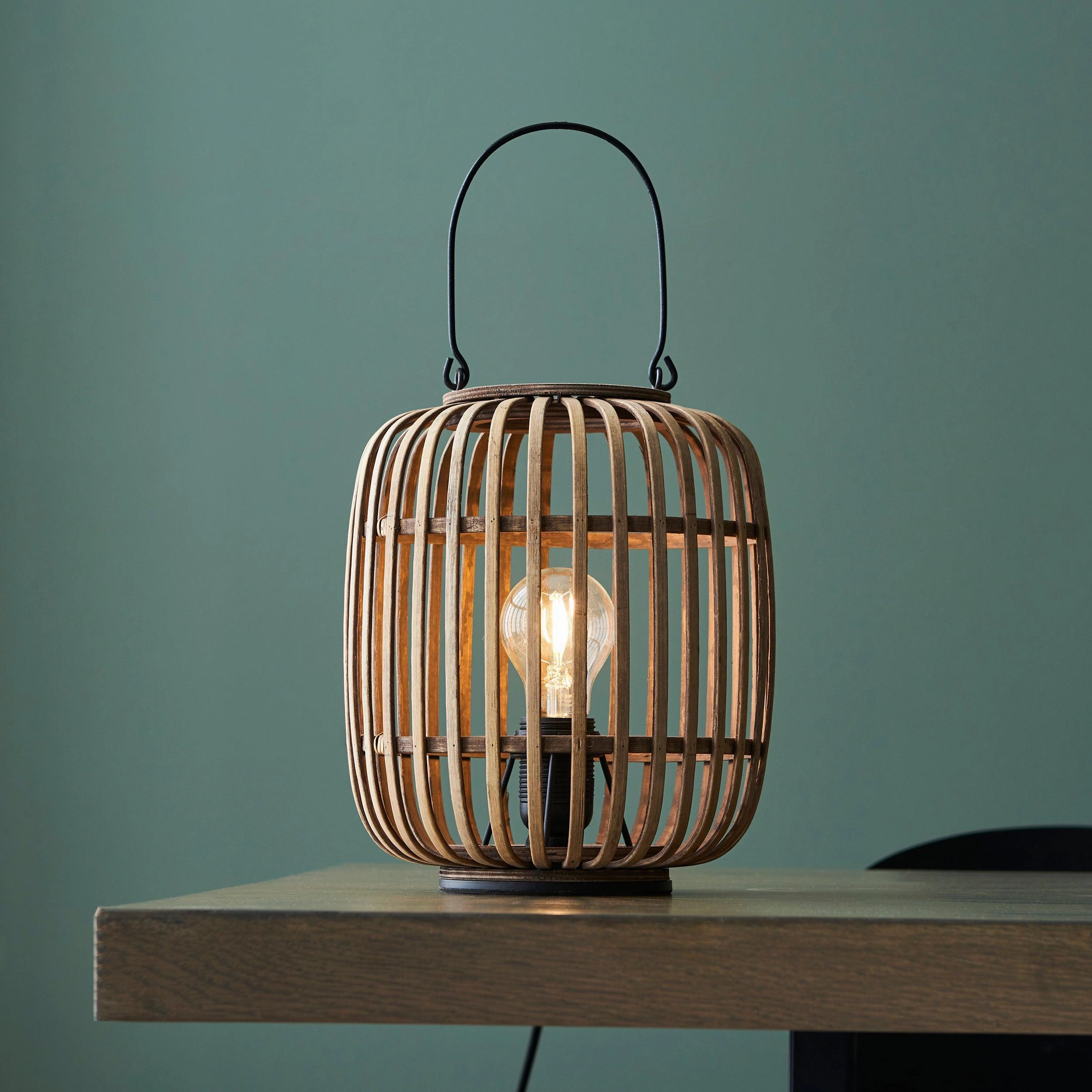 Endon Mathias 1 Light Table Lamp With Light Bamboo Cage