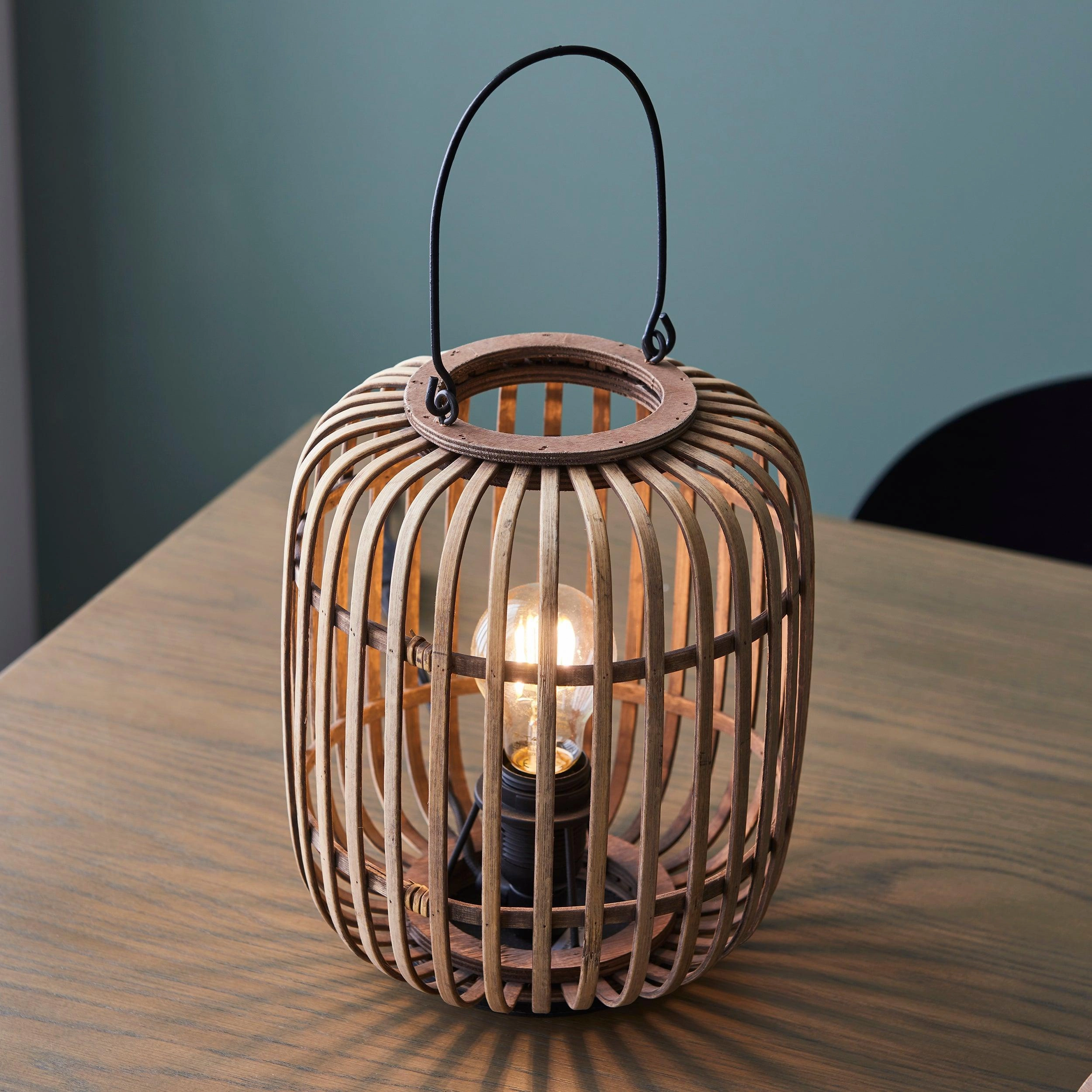 Endon Mathias 1 Light Table Lamp With Light Bamboo Cage