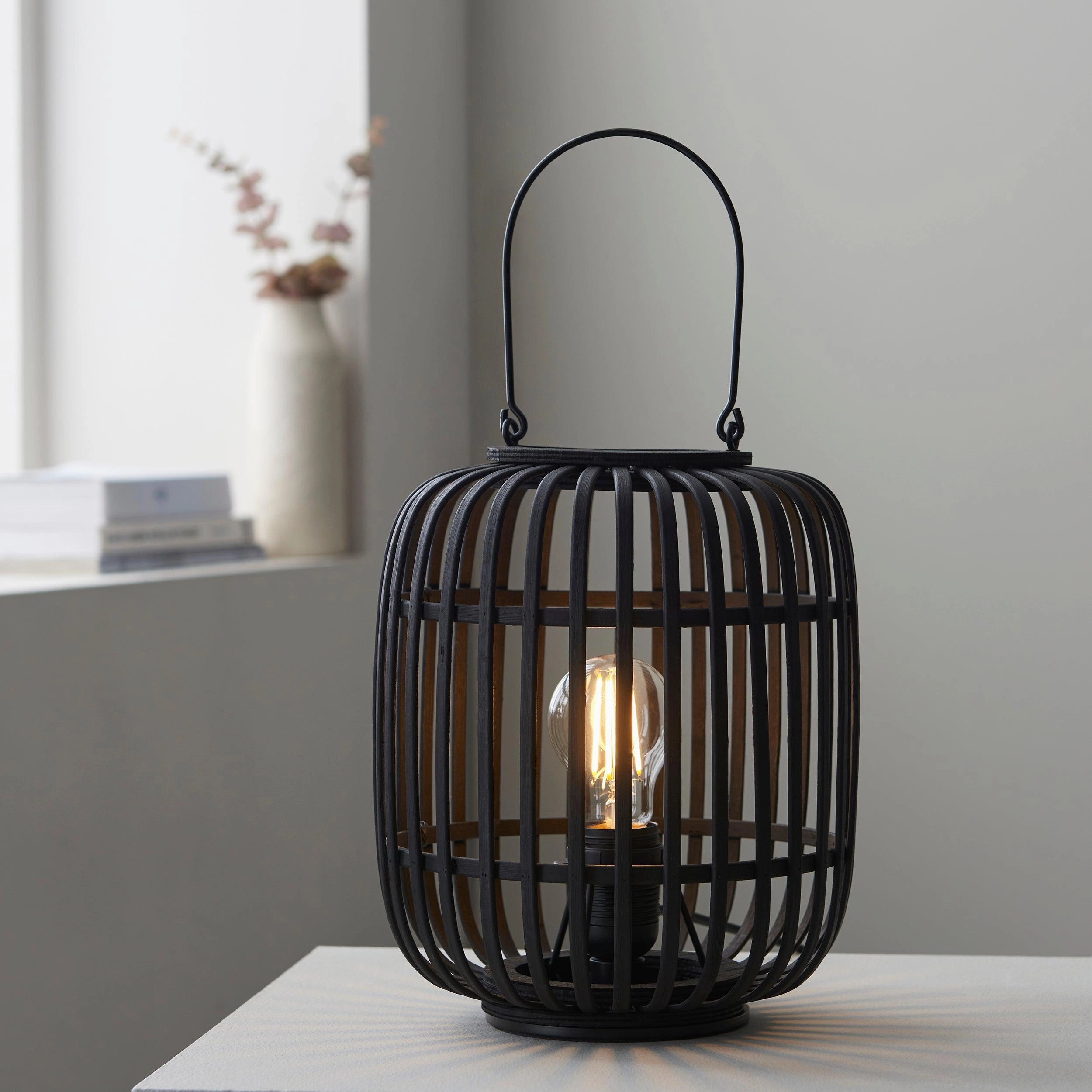 Endon Mathias Table Lamp With Dark Bamboo Cage