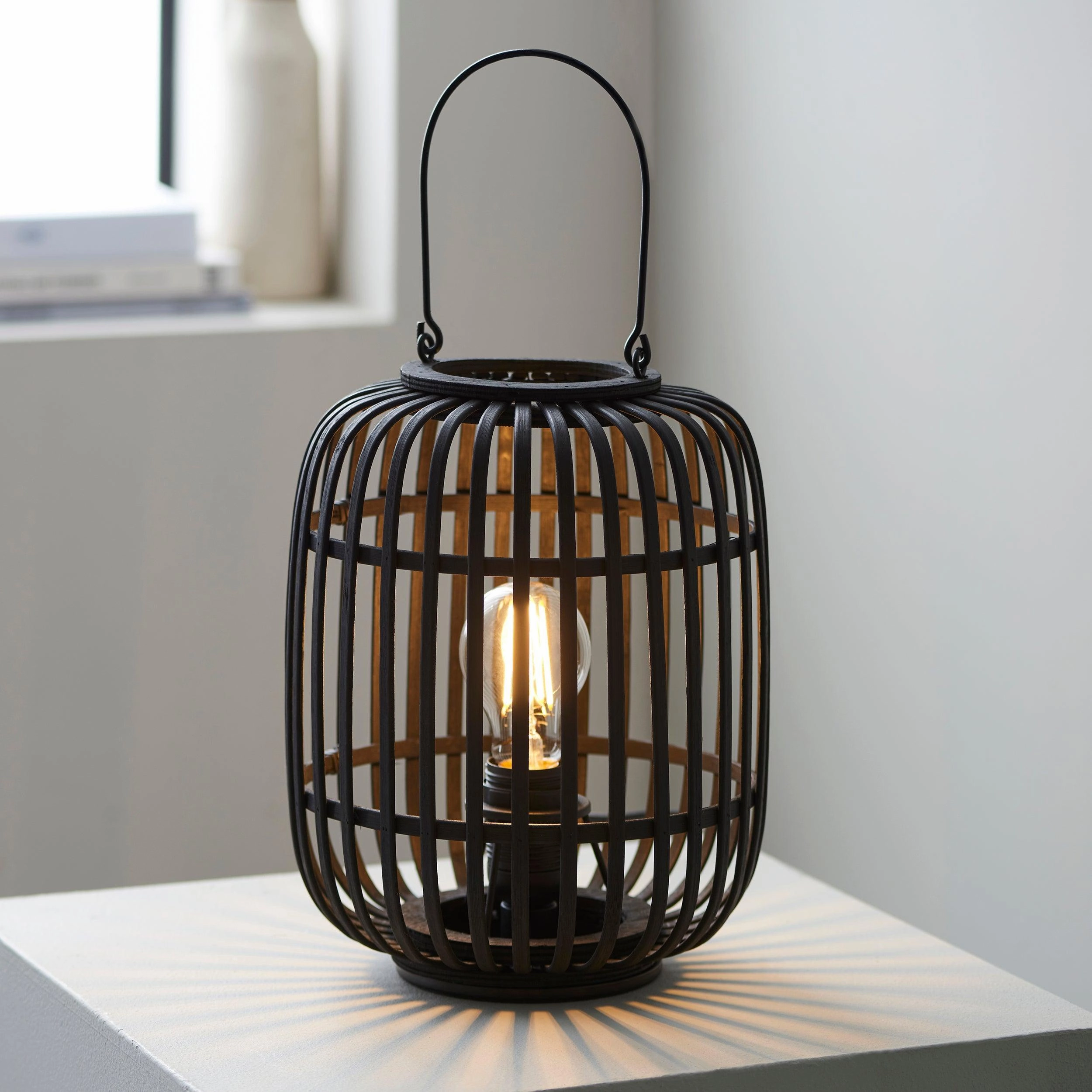 Endon Mathias Table Lamp With Dark Bamboo Cage
