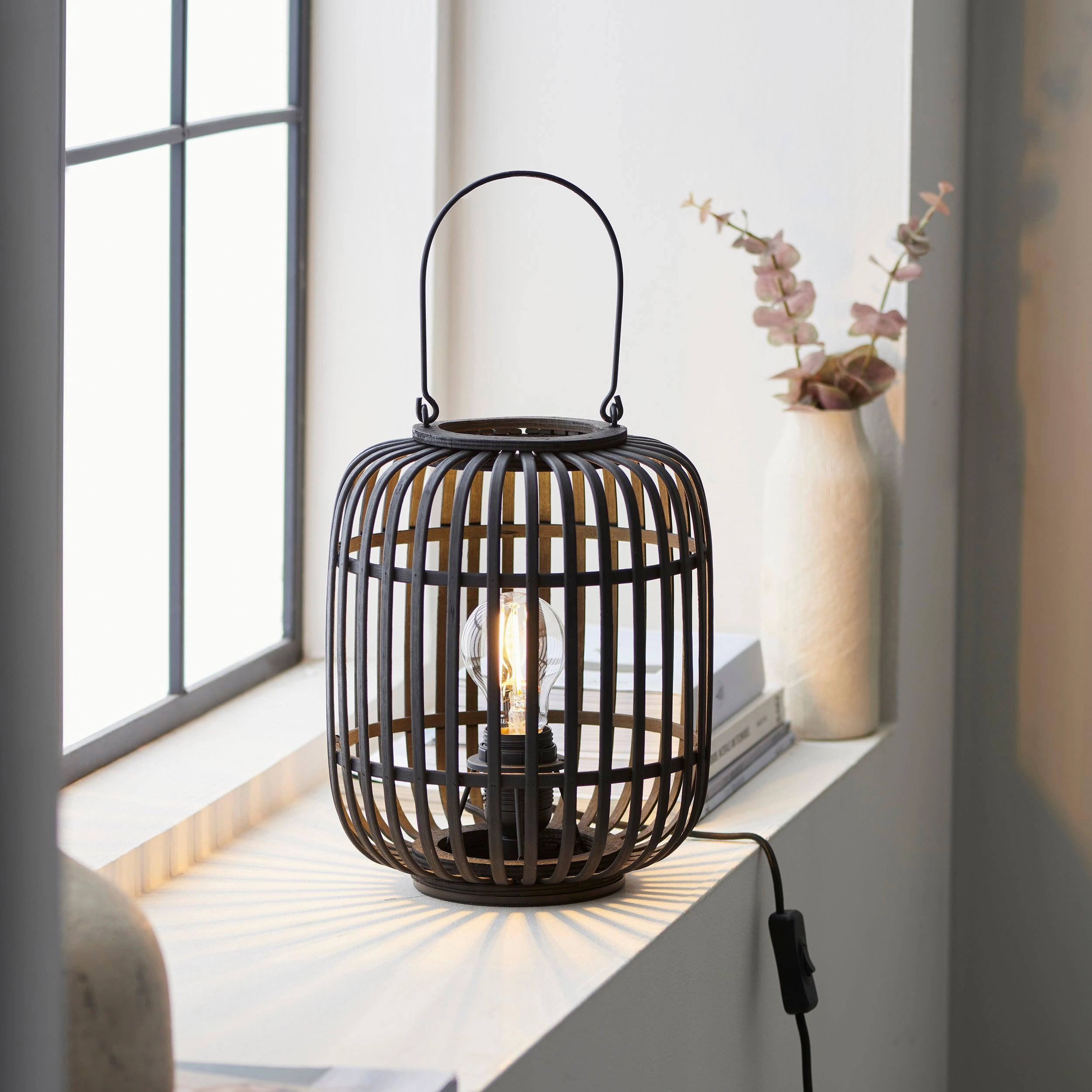 Endon Mathias Table Lamp With Dark Bamboo Cage