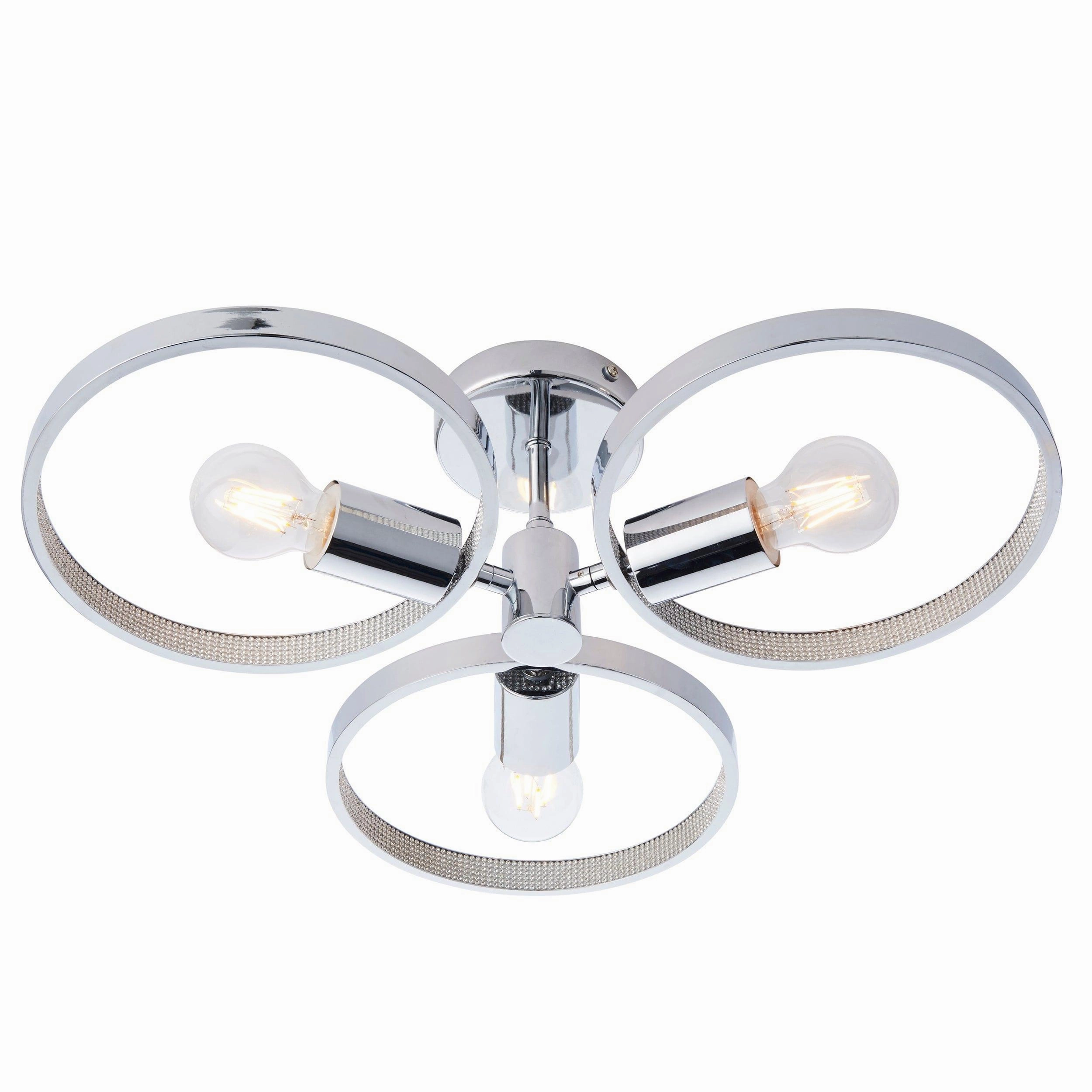 Endon Merola 3 Light Chrome LED Semi Flush Bathroom Light white ceiling lamp
