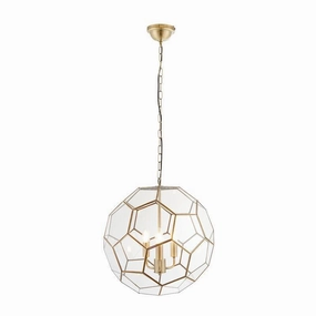 Endon Miele 3 Light Brass & Glass Ceiling Pendant ambient ceiling fixture
