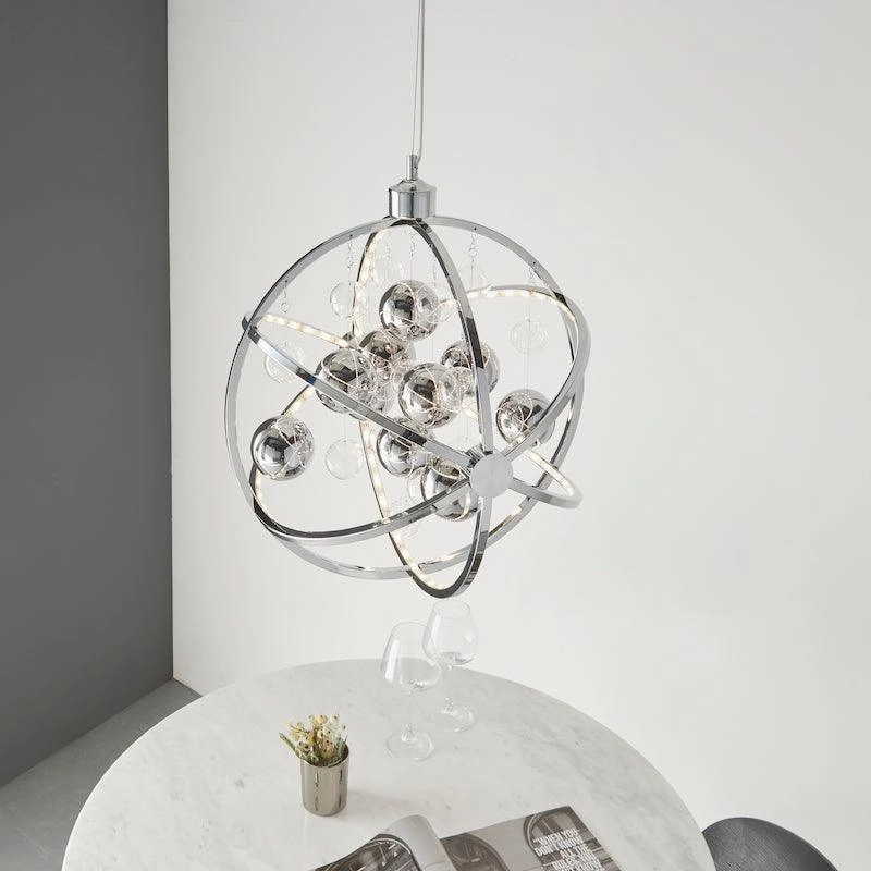 Endon Muni Chrome & Clear Glass 48cm Pendant Ceiling Light