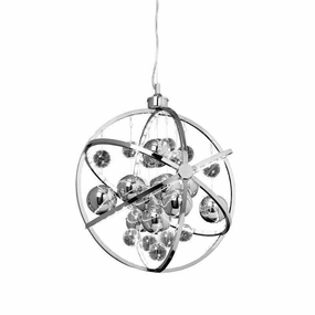 Endon Muni Chrome & Clear Glass 48cm Pendant Ceiling Light sleek LED ceiling lamp