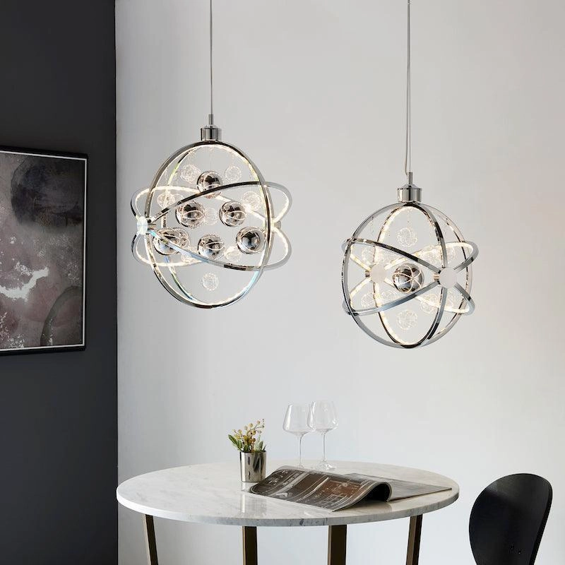 Endon Muni Chrome & Clear Glass 48cm Pendant Ceiling Light
