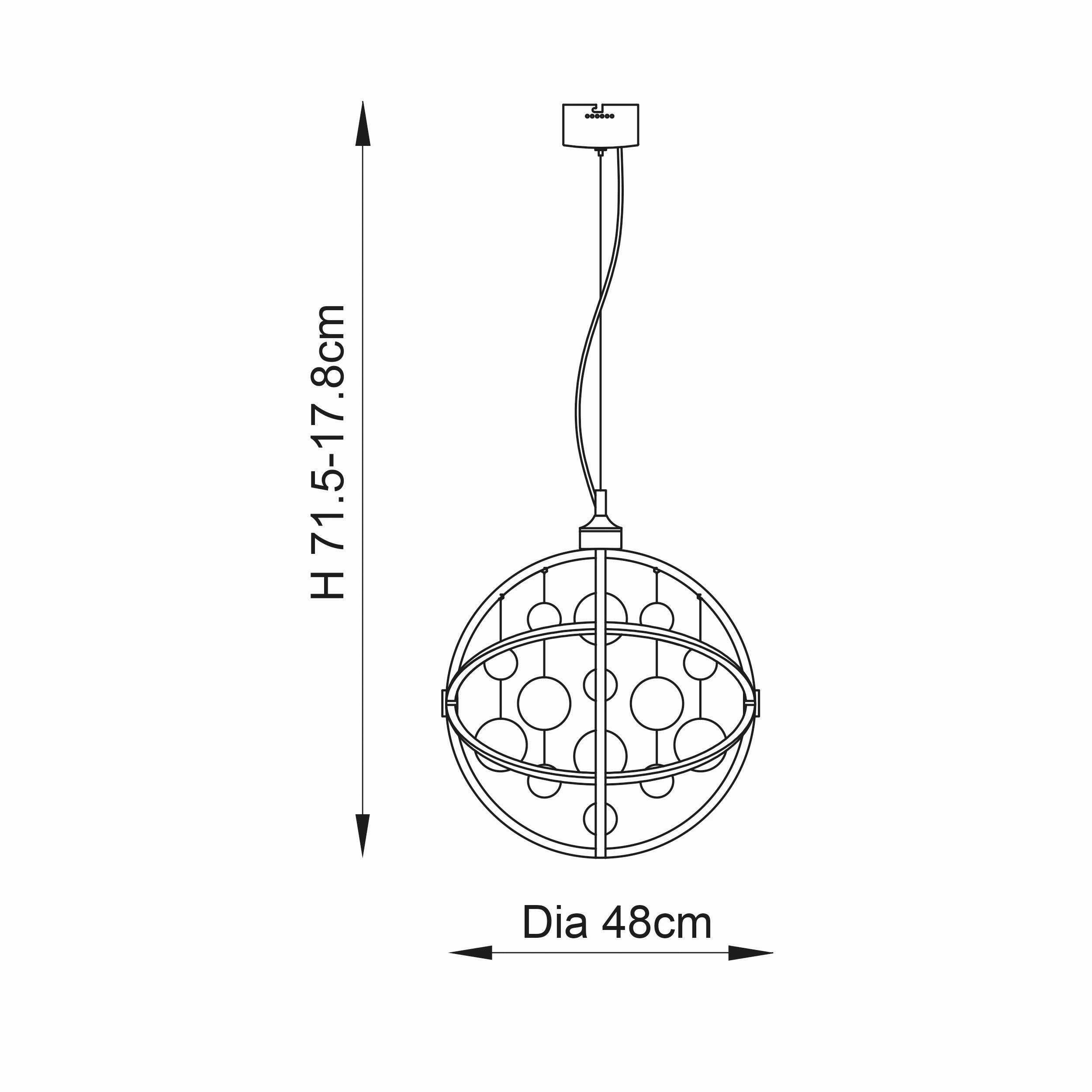 Endon Muni Chrome & Clear Glass 48cm Pendant Ceiling Light