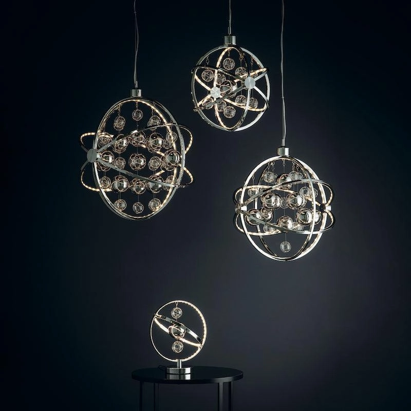 Endon Muni Chrome & Clear Glass 48cm Pendant Ceiling Light