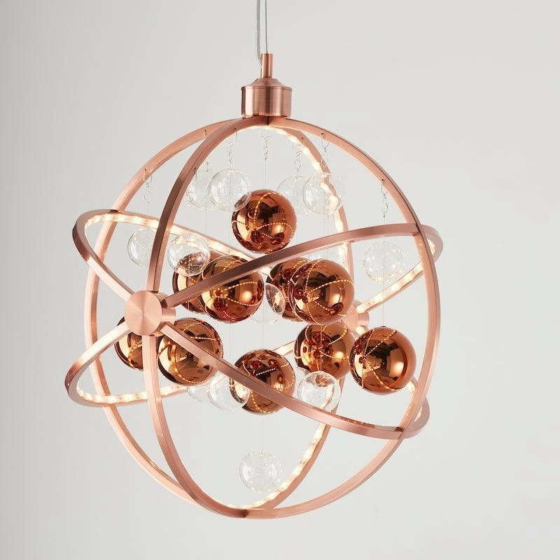 Endon Muni Copper & Clear Glass Pendant Ceiling Light