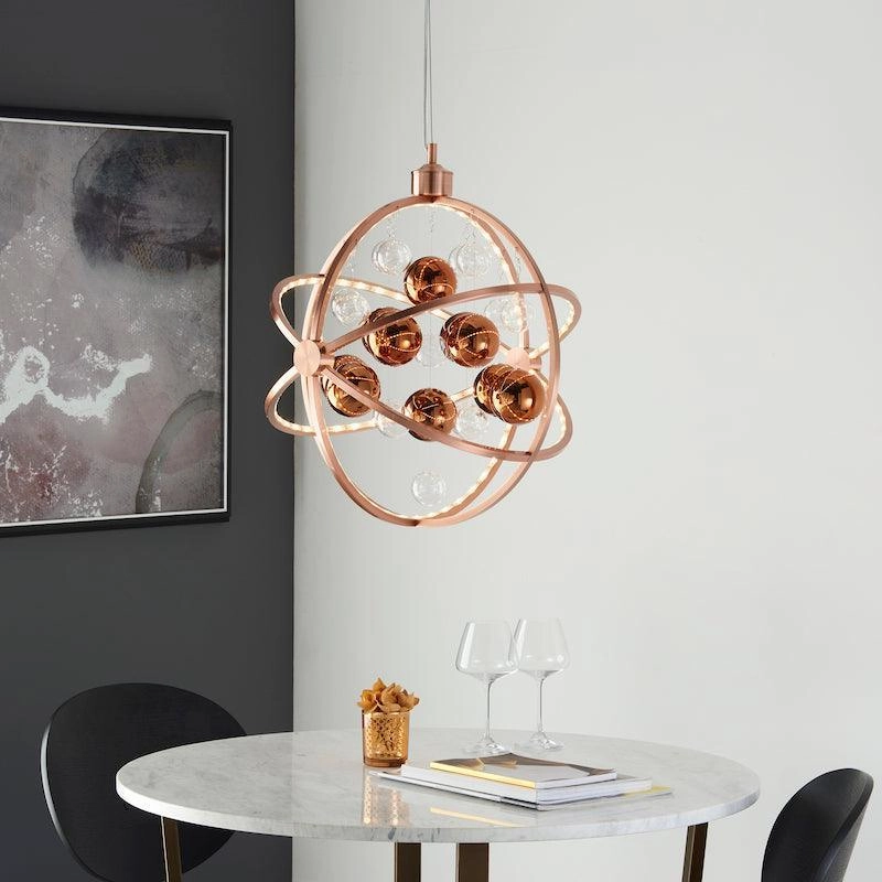 Endon Muni Copper & Clear Glass Pendant Ceiling Light