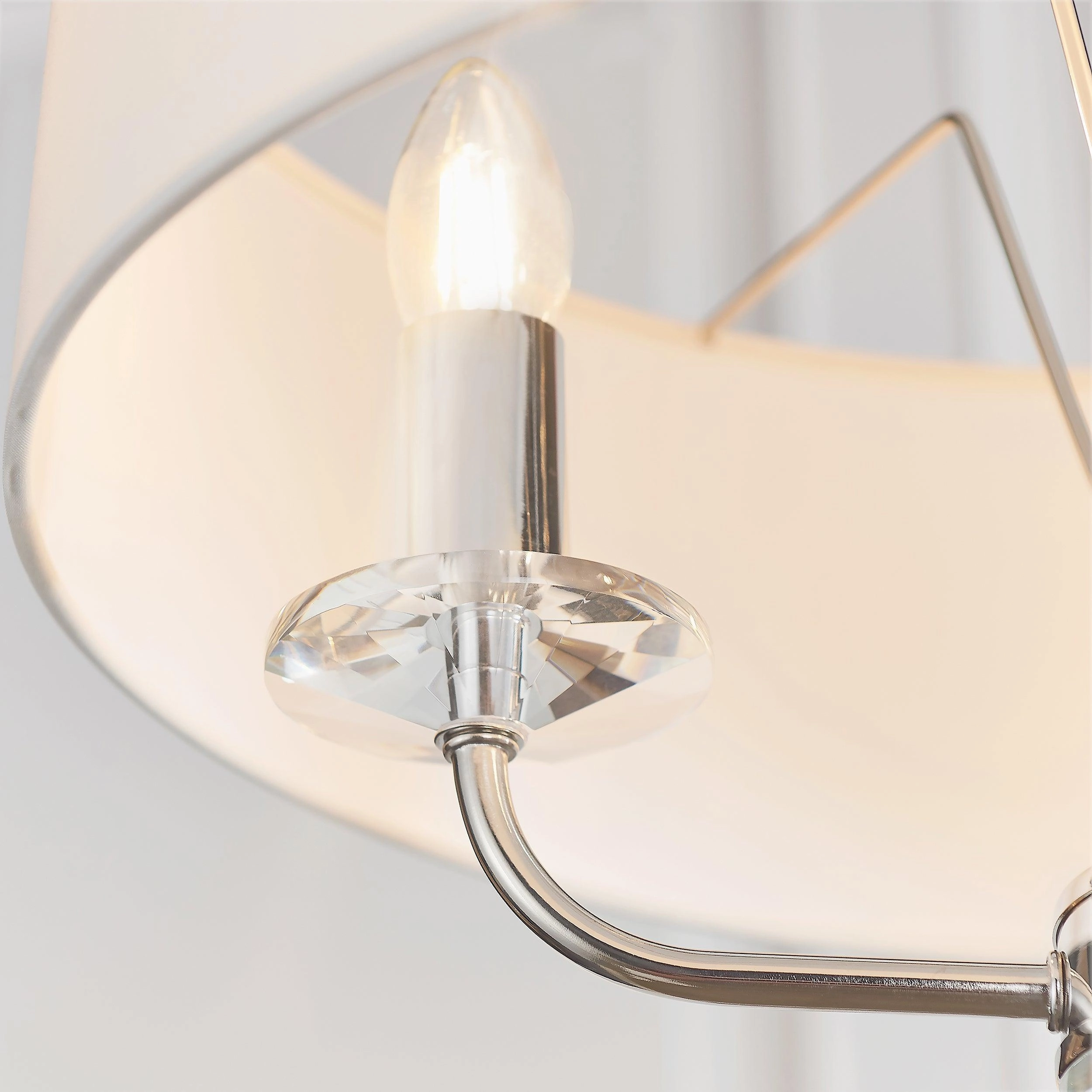 Endon Nixon 3 Light Nickel & Crystal Glass Ceiling Pendant - Open Box