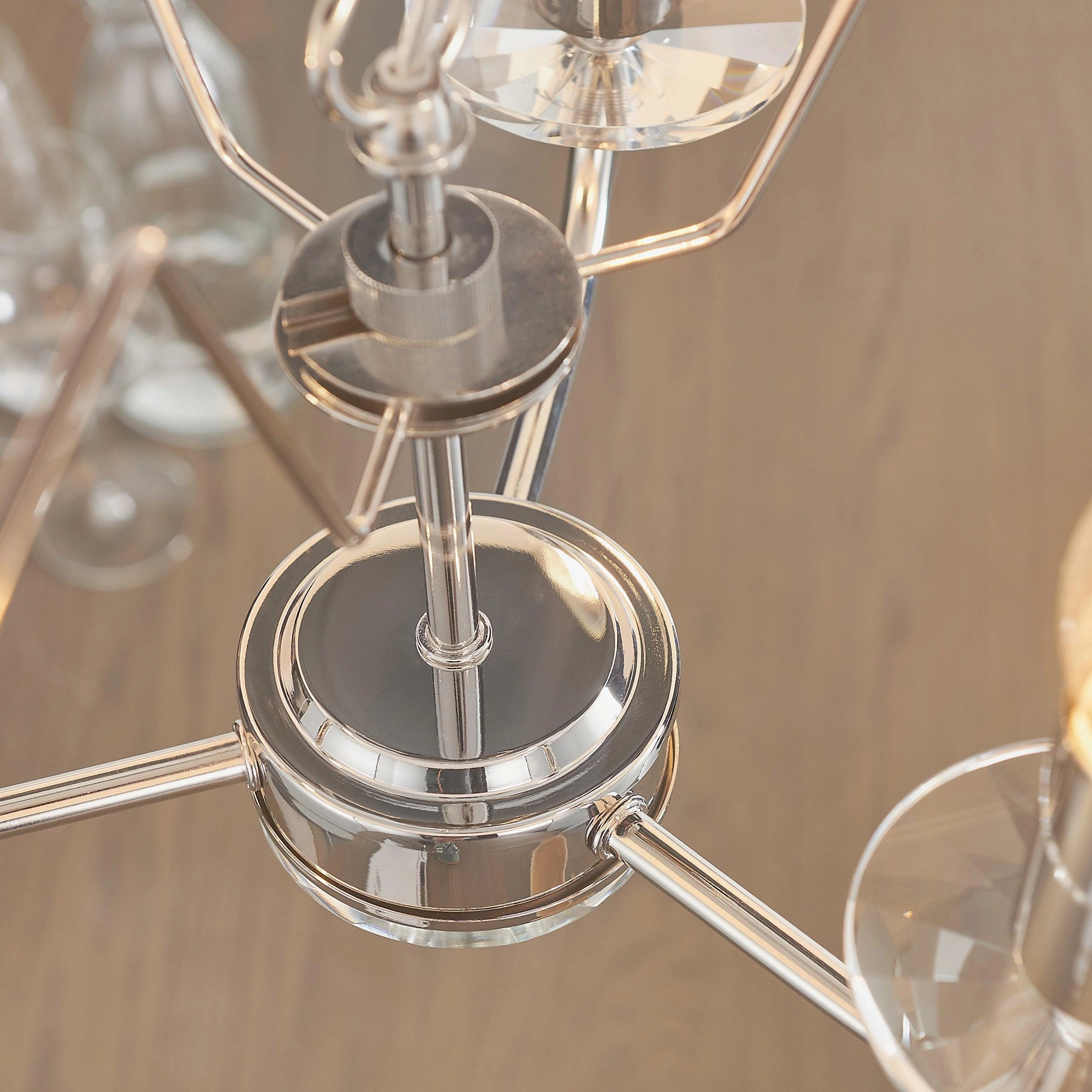 Endon Nixon 3 Light Nickel & Crystal Glass Ceiling Pendant - Open Box