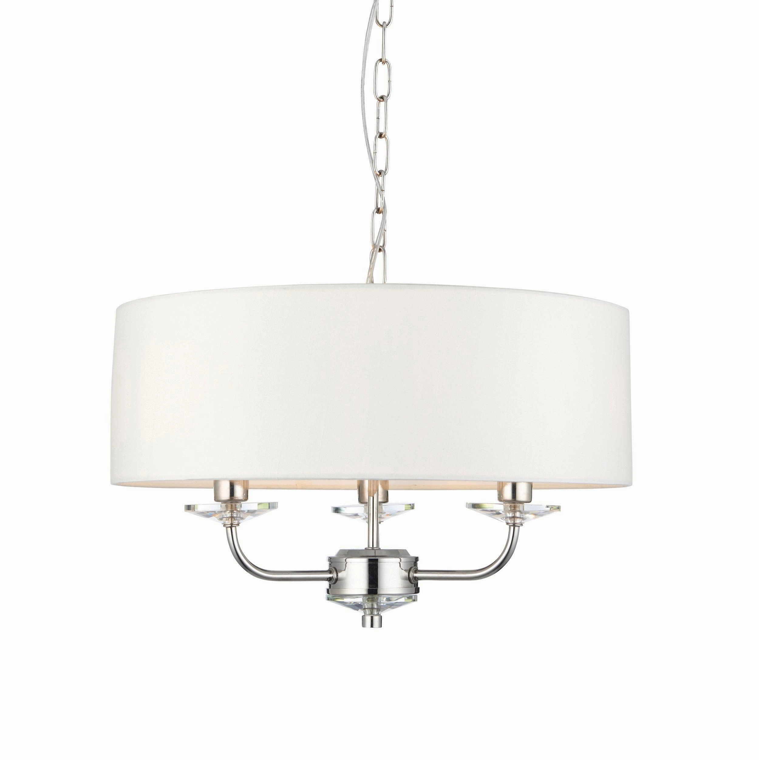 Endon Nixon 3 Light Nickel & Crystal Glass Ceiling Pendant - Open Box