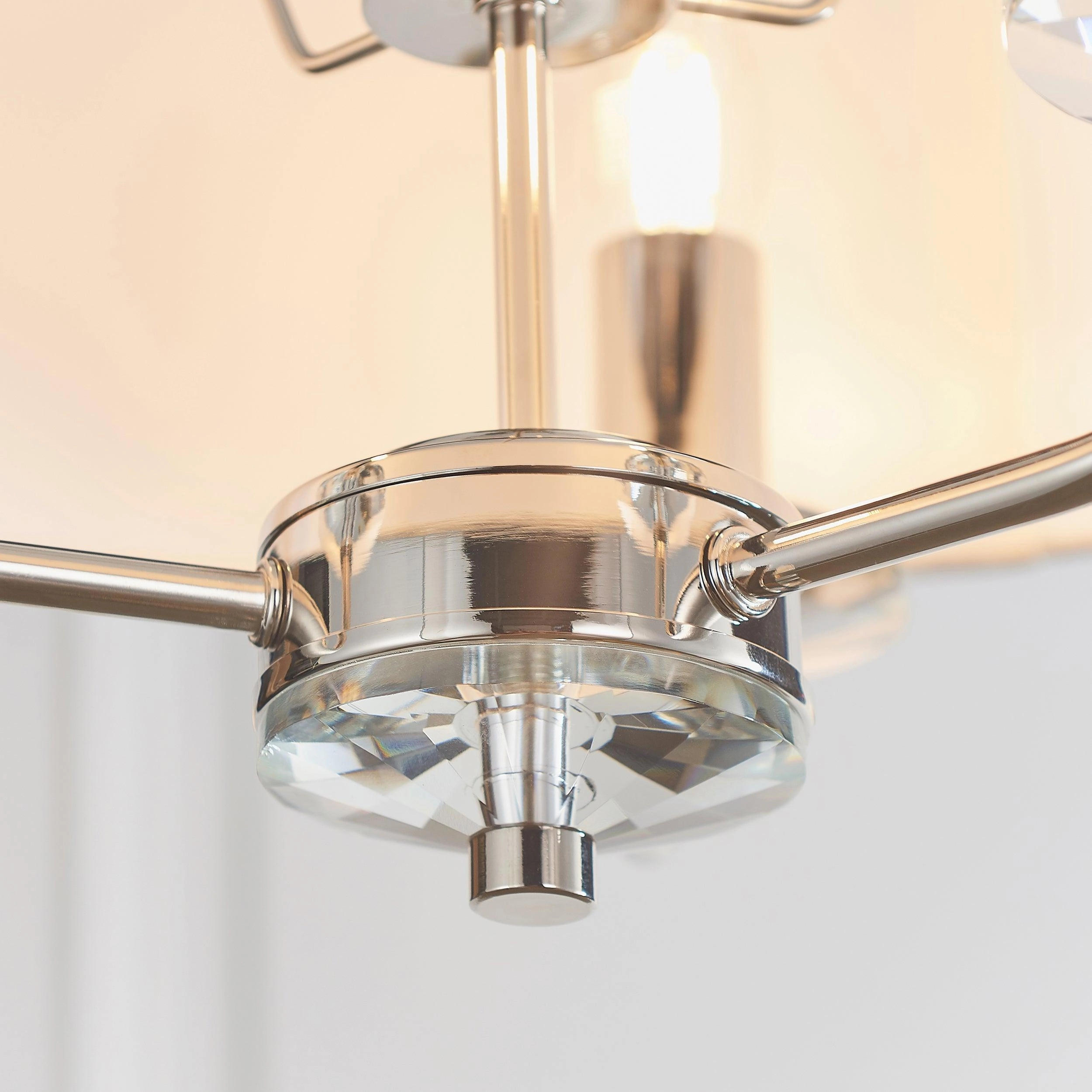Endon Nixon 3 Light Nickel & Crystal Glass Ceiling Pendant - Open Box