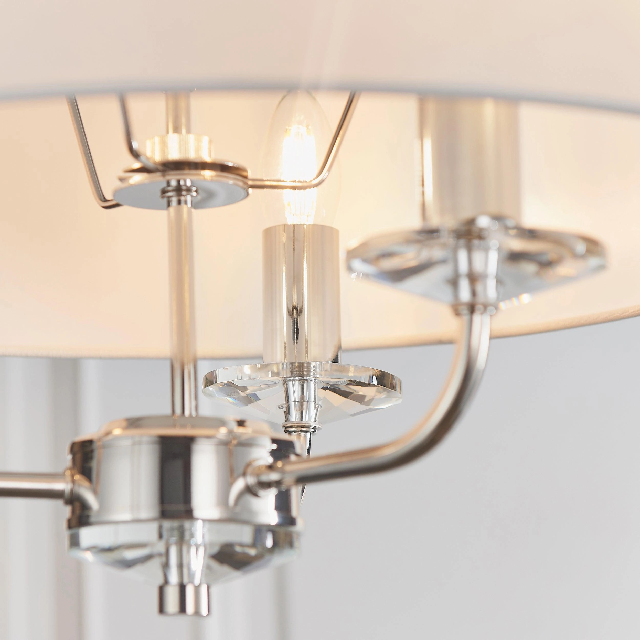 Endon Nixon 3 Light Nickel & Crystal Glass Ceiling Pendant - Open Box
