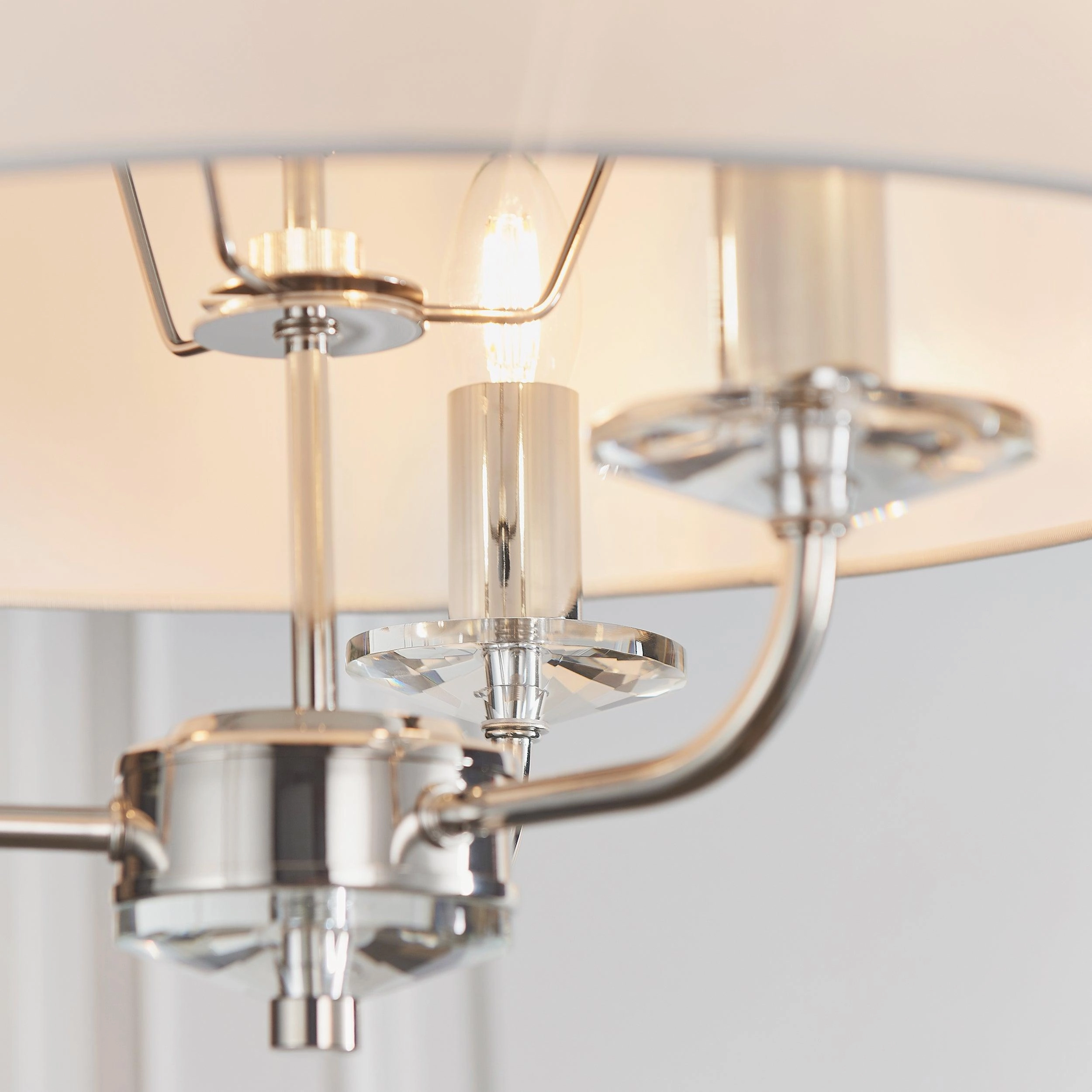 Endon Nixon 3 Light Nickel & Crystal Glass Ceiling Pendant - Open Box