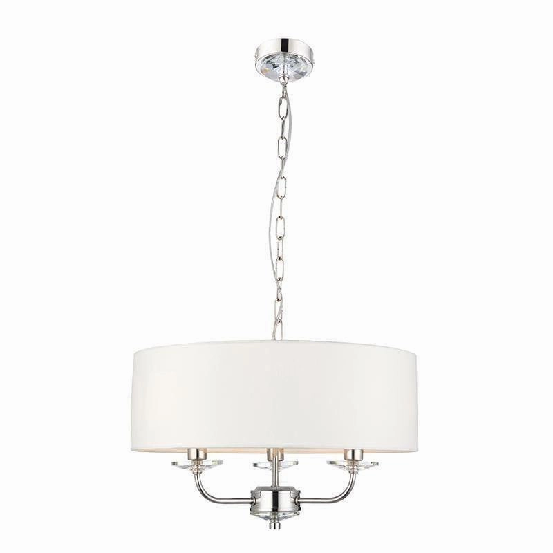 Endon Nixon 3 Light Nickel & Crystal Glass Ceiling Pendant - Open Box white ceiling lamp