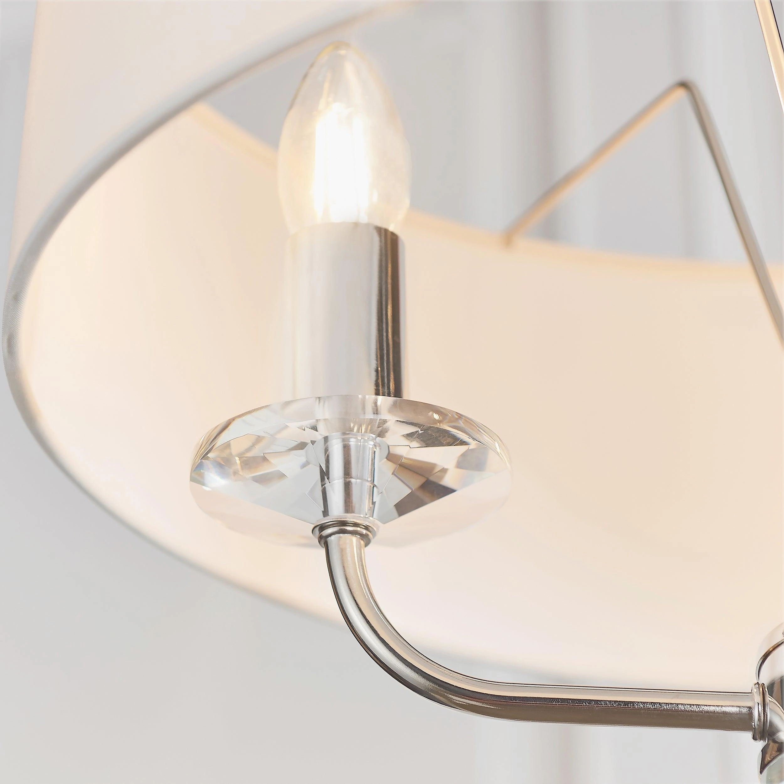 Endon Nixon 3 Light Nickel & Crystal Glass Ceiling Pendant - Open Box