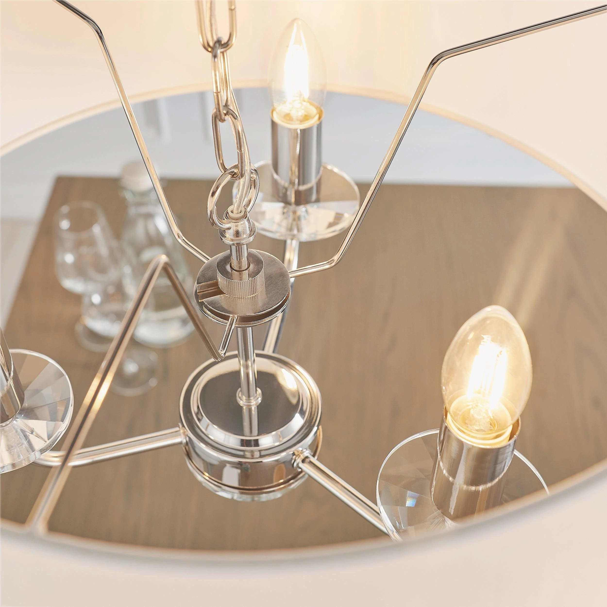 Endon Nixon 3 Light Nickel & Crystal Glass Ceiling Pendant - Open Box