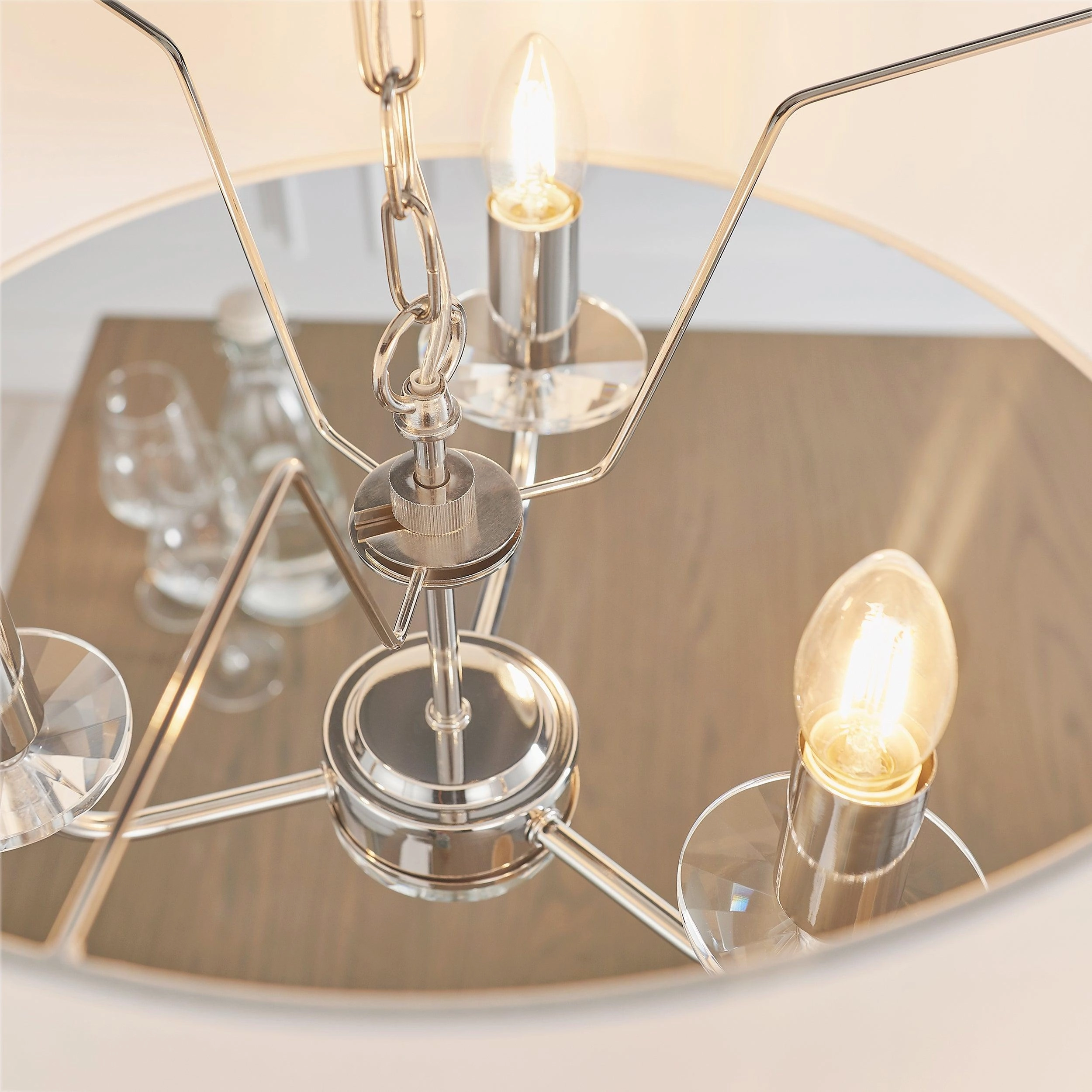 Endon Nixon 3 Light Nickel & Crystal Glass Ceiling Pendant - Open Box
