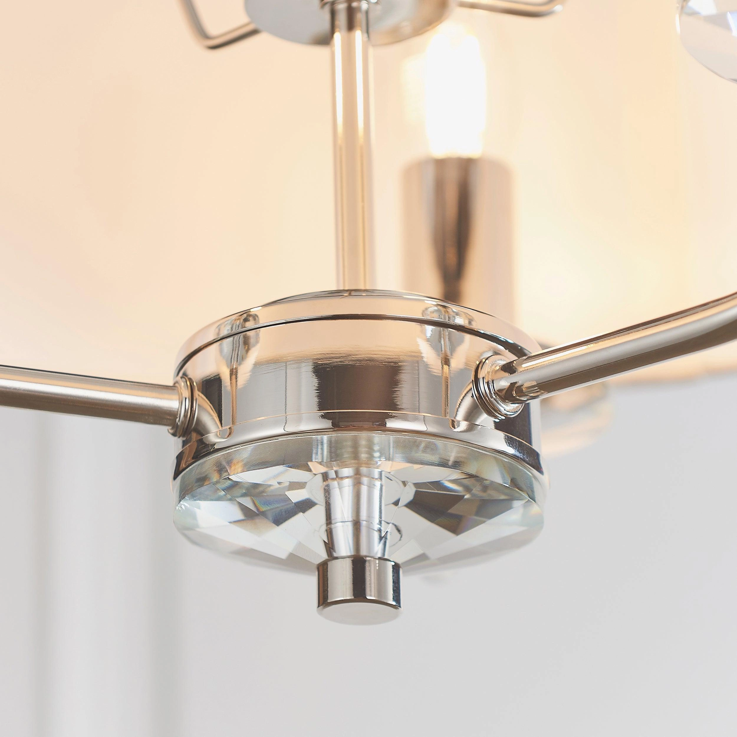 Endon Nixon 3 Light Nickel & Crystal Glass Ceiling Pendant - Open Box