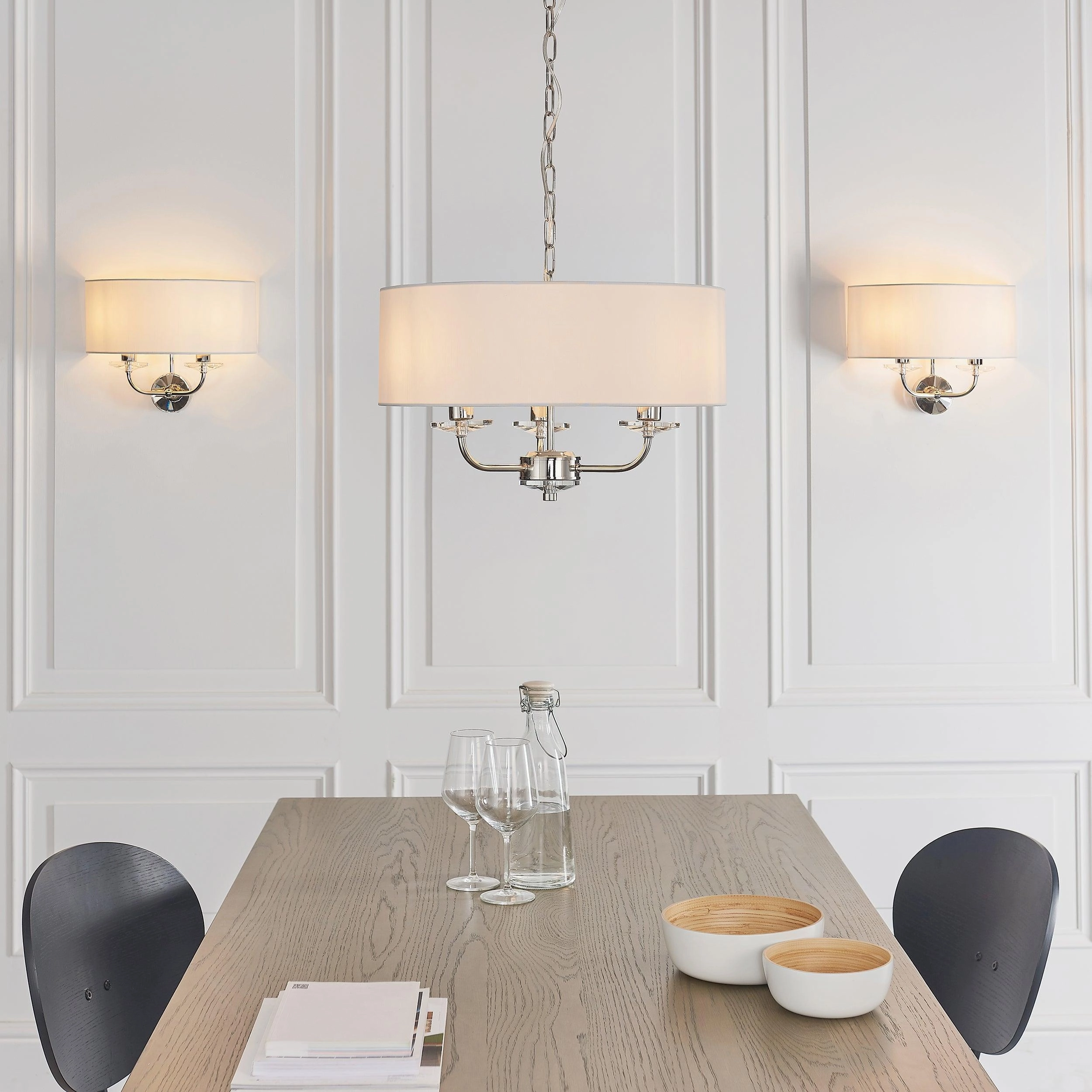 Endon Nixon 3 Light Nickel & Crystal Glass Ceiling Pendant - Open Box