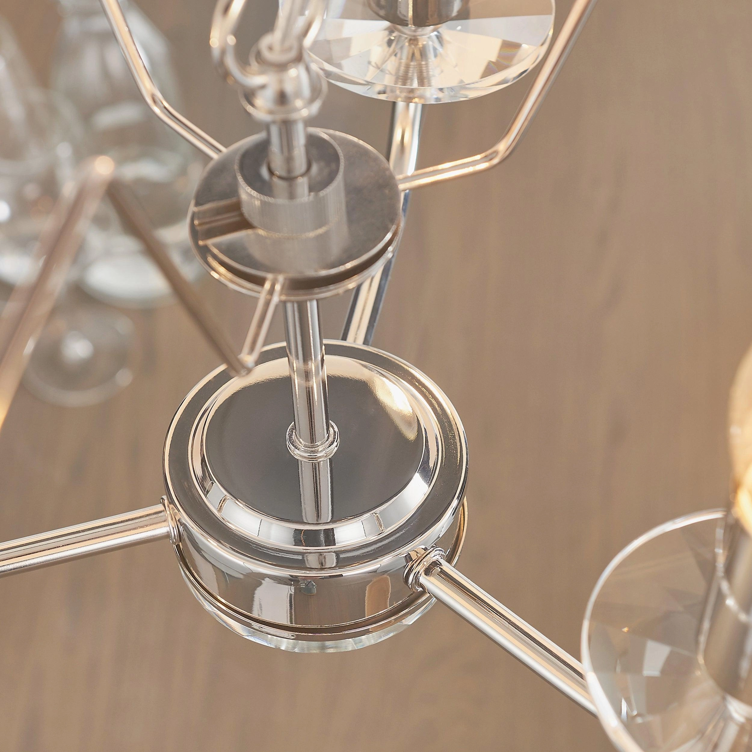 Endon Nixon 3 Light Nickel & Crystal Glass Ceiling Pendant - Open Box