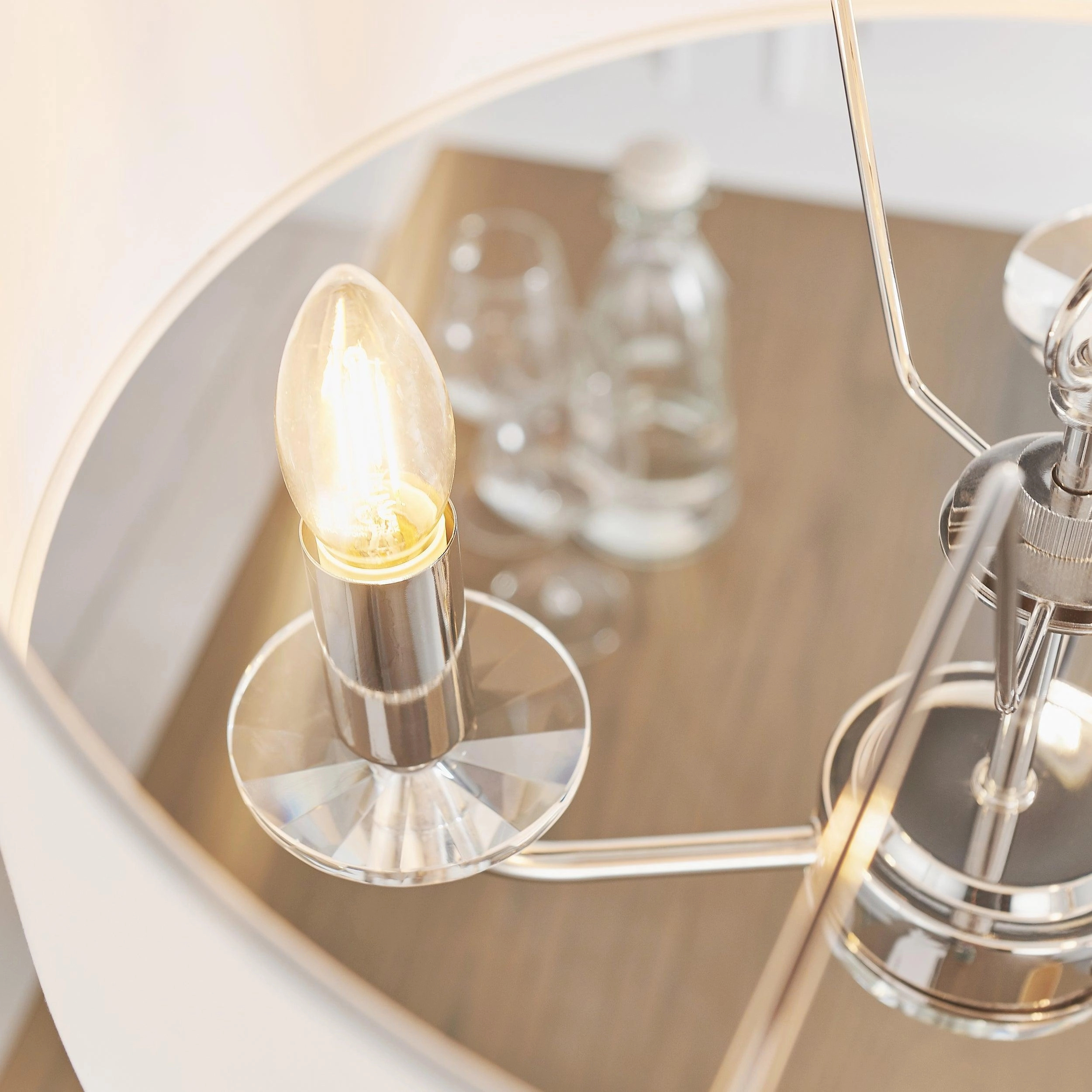 Endon Nixon 3 Light Nickel & Crystal Glass Ceiling Pendant - Open Box