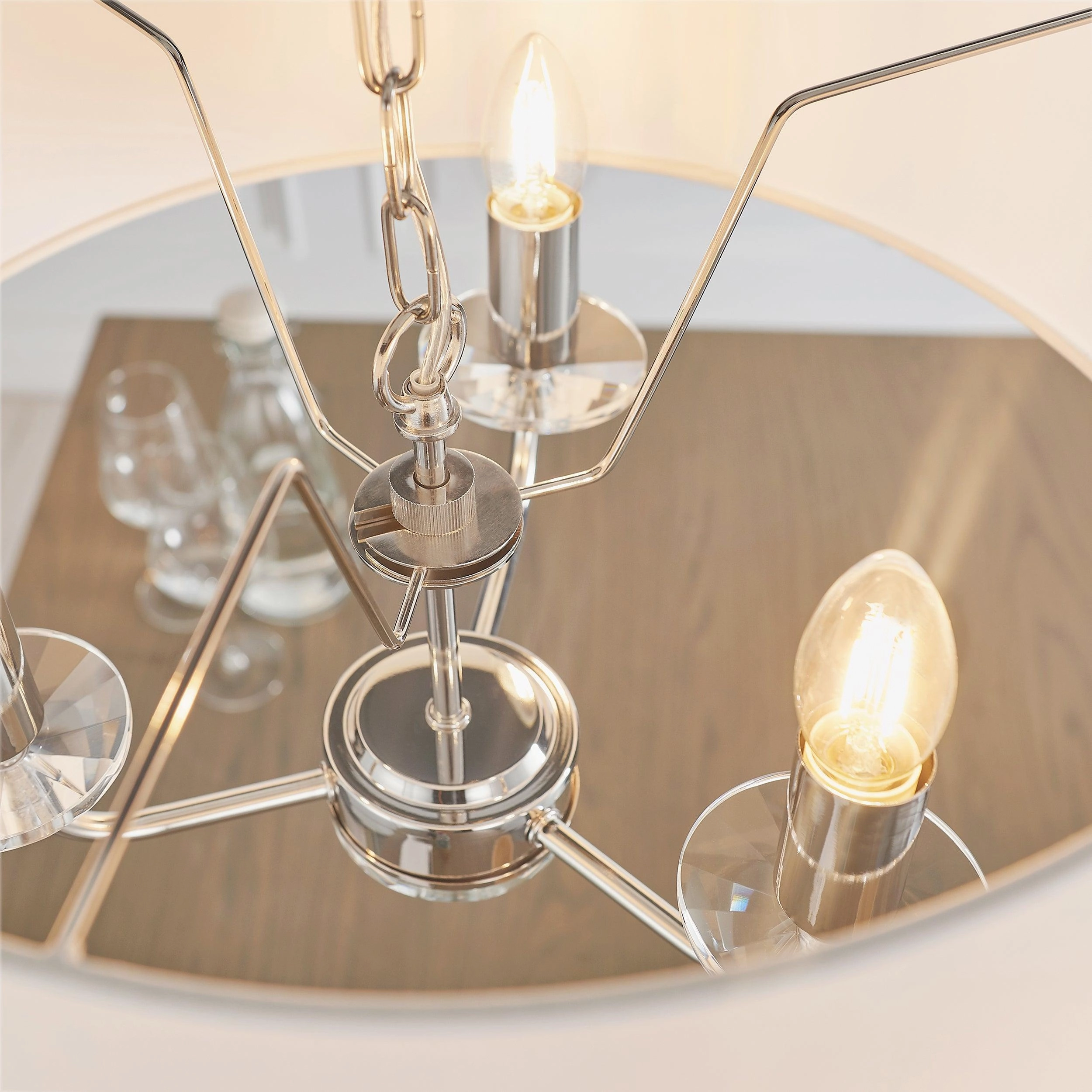 Endon Nixon 3 Light Nickel & Crystal Glass Ceiling Pendant - Open Box