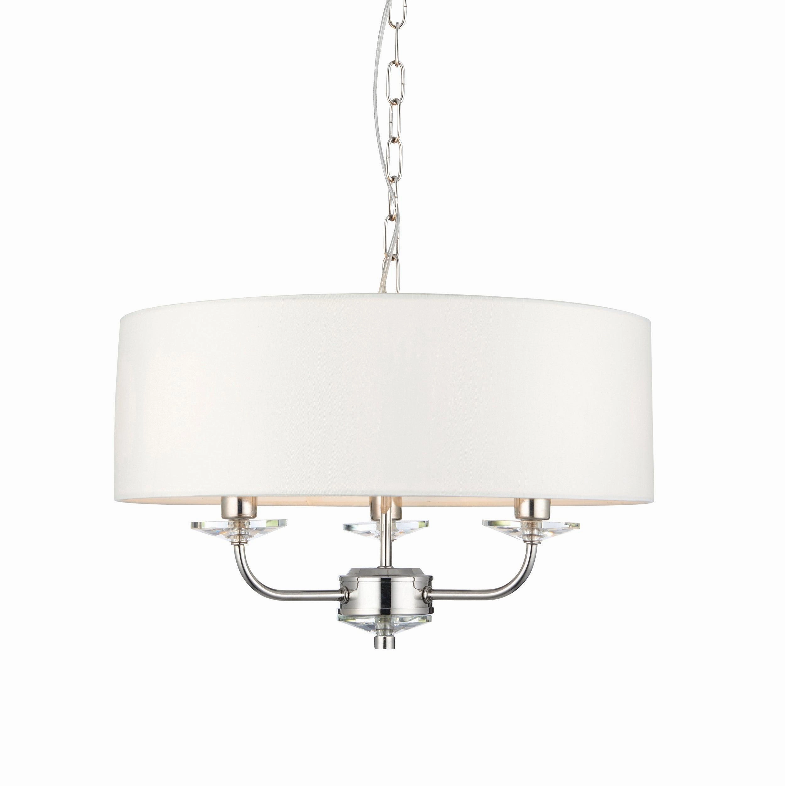 Endon Nixon 3 Light Nickel & Crystal Glass Ceiling Pendant - Open Box