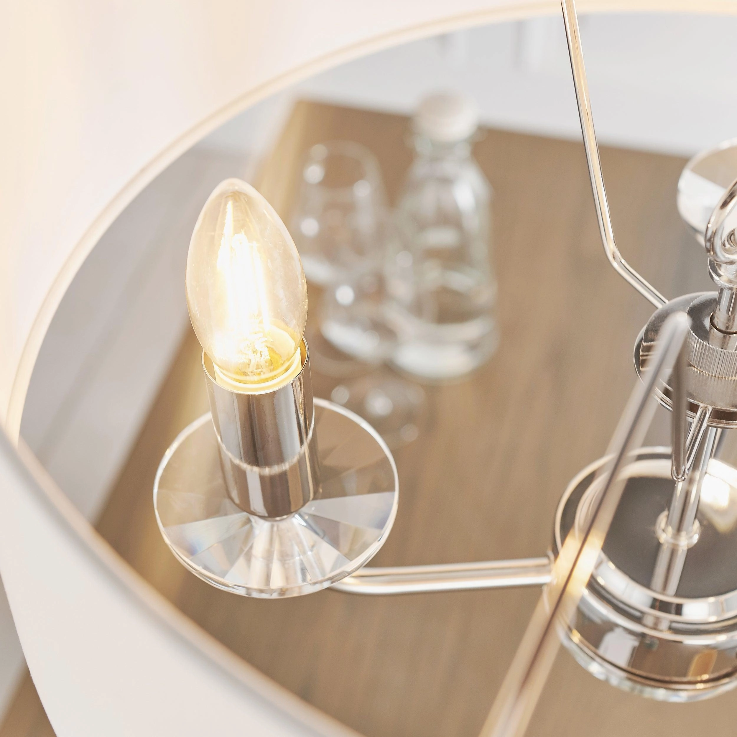 Endon Nixon 3 Light Nickel & Crystal Glass Ceiling Pendant - Open Box
