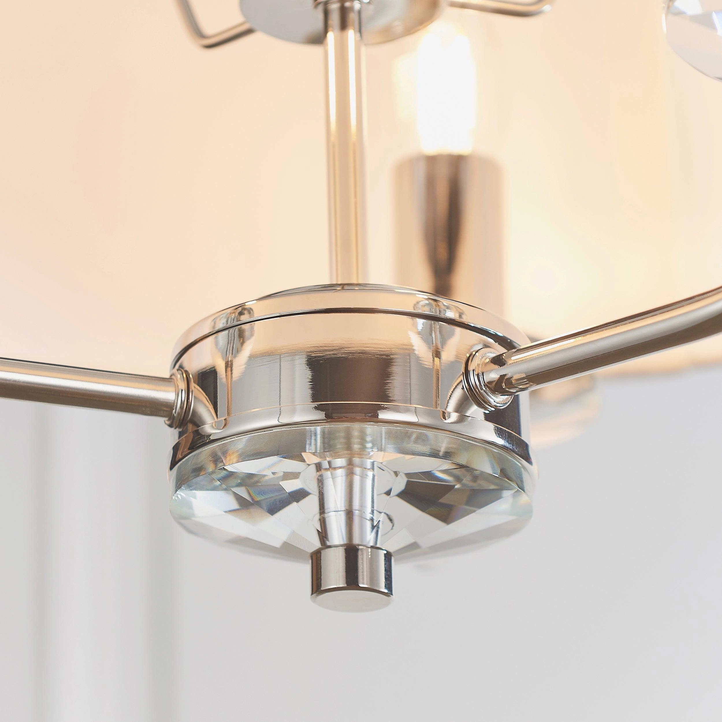 Endon Nixon 3 Light Nickel & Crystal Glass Ceiling Pendant - Open Box