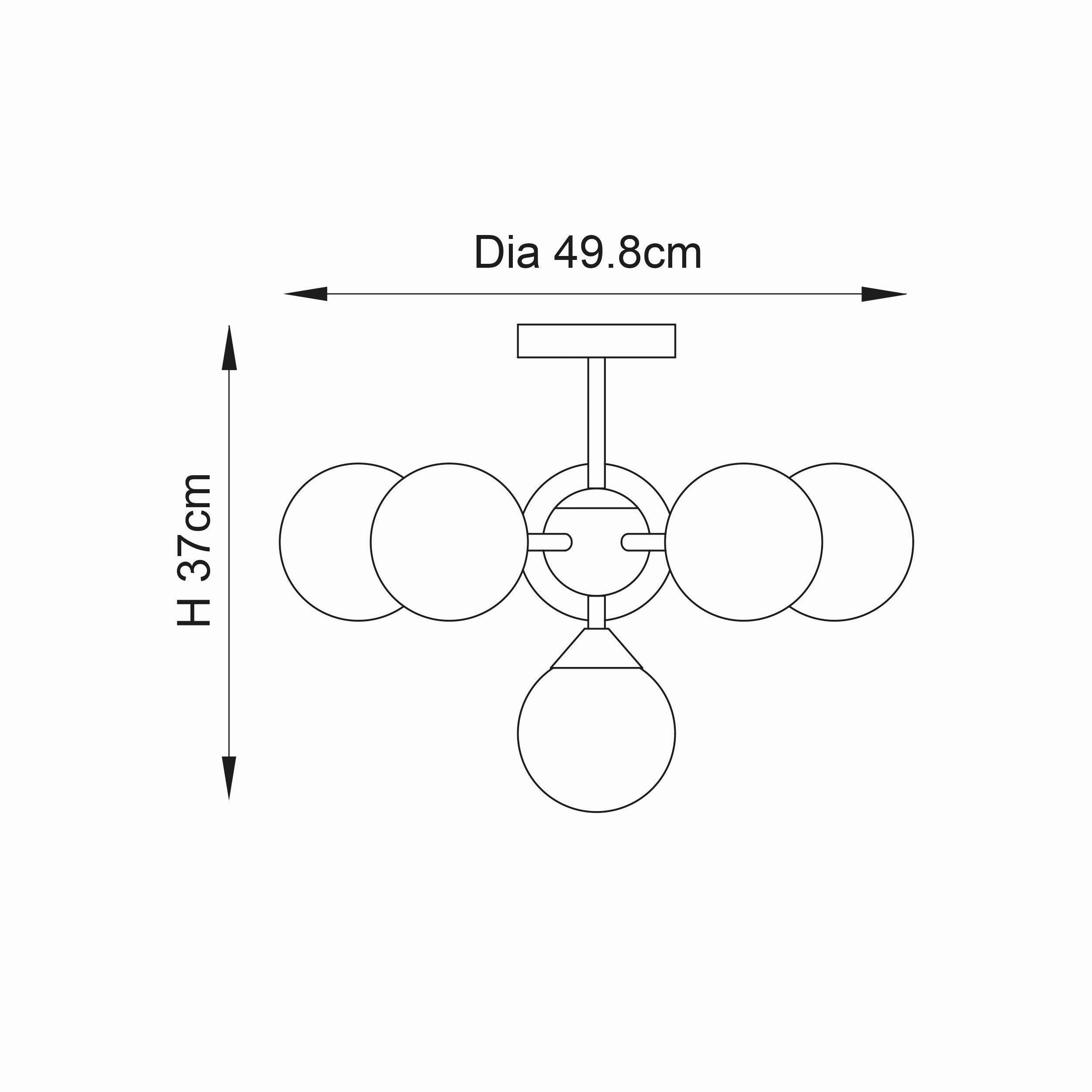 Endon Oscar 6 Light Brass Finish Semi Flush Ceiling Light - Open Box