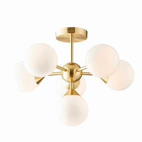 Endon Oscar 6 Light Brass Finish Semi Flush Ceiling Light - Open Box white ceiling lamp