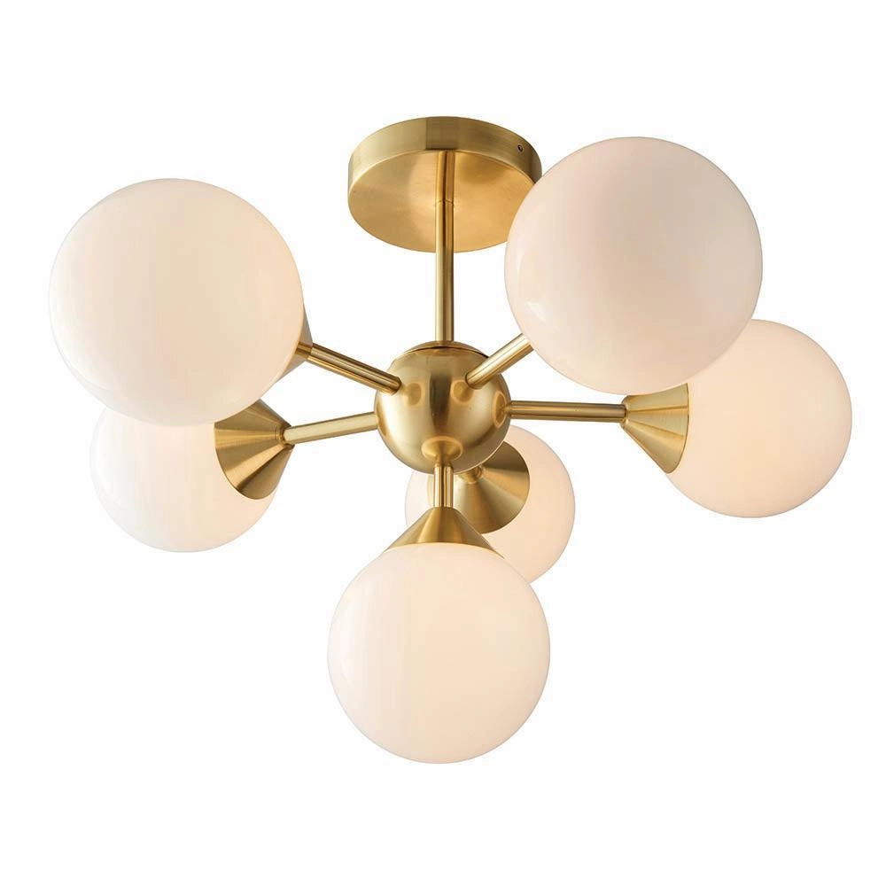 Endon Oscar 6 Light Brass Finish Semi Flush Ceiling Light - Open Box