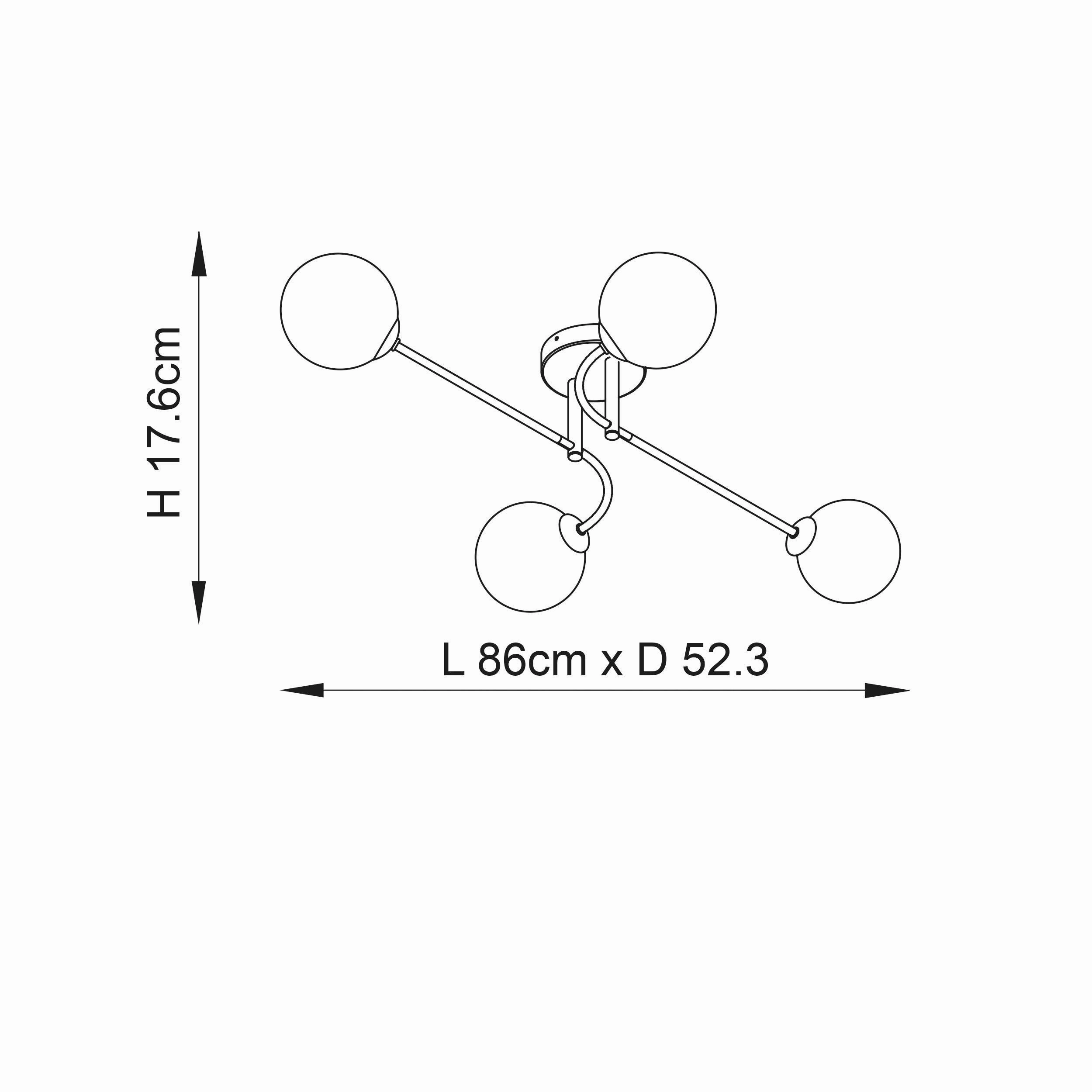 Endon Otto 4 Light Semi Flush Brushed Brass Ceiling Light - Open Box