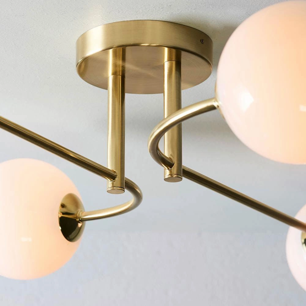 Endon Otto 4 Light Semi Flush Brushed Brass Ceiling Light - Open Box
