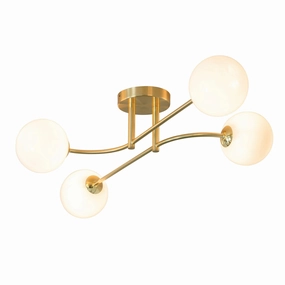 Endon Otto 4 Light Semi Flush Brushed Brass Ceiling Light - Open Box white ceiling lamp