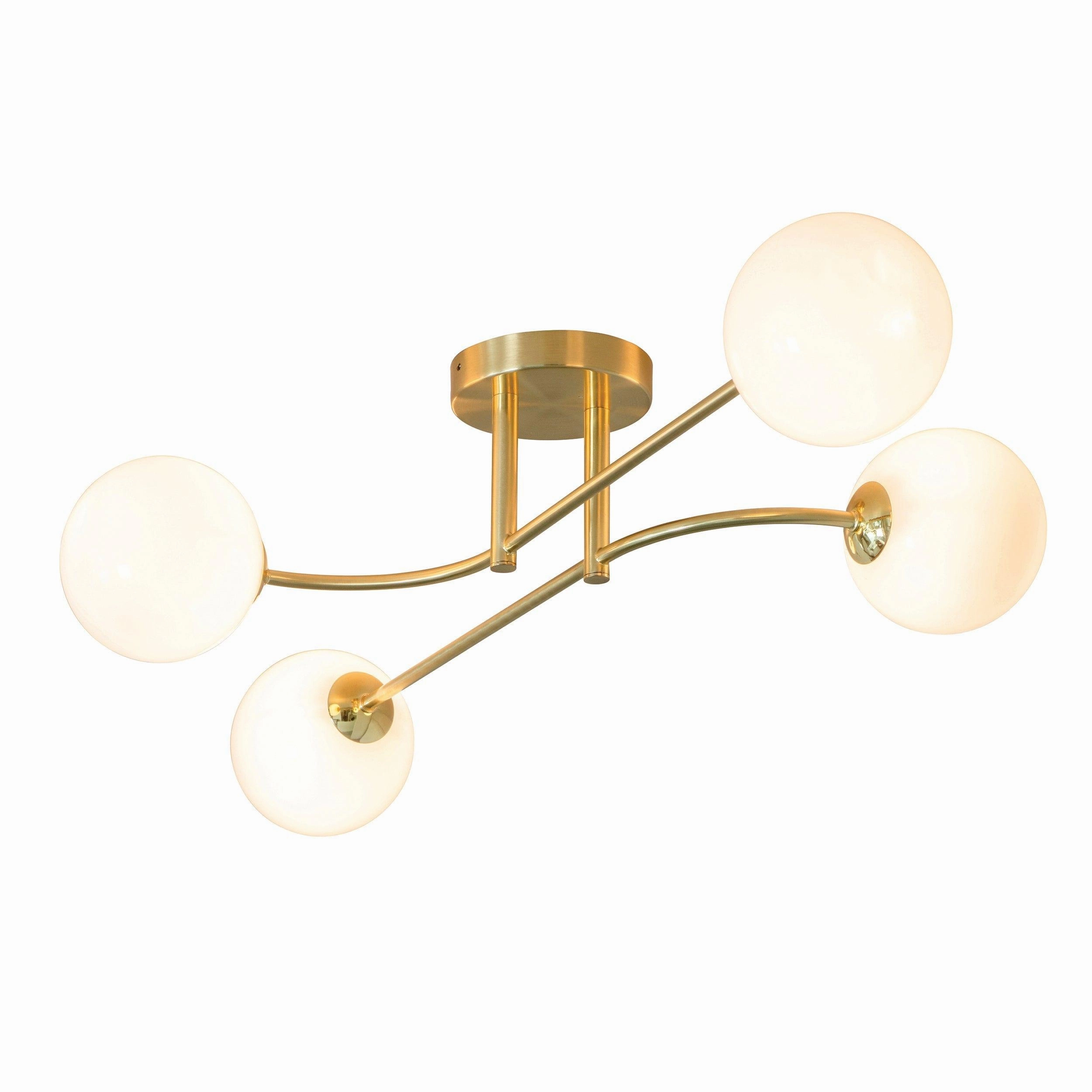 Endon Otto 4 Light Semi Flush Brushed Brass Ceiling Light - Open Box white ceiling lamp