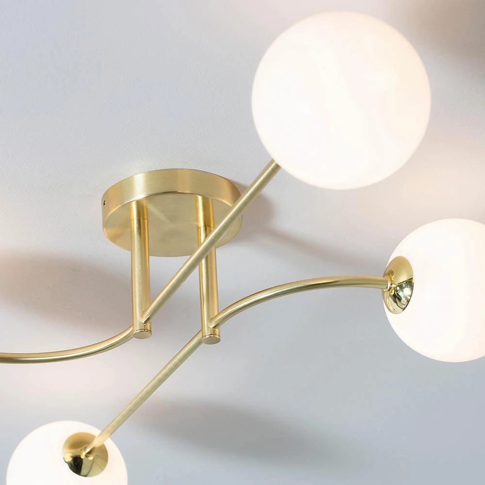 Endon Otto 4 Light Semi Flush Brushed Brass Ceiling Light - Open Box