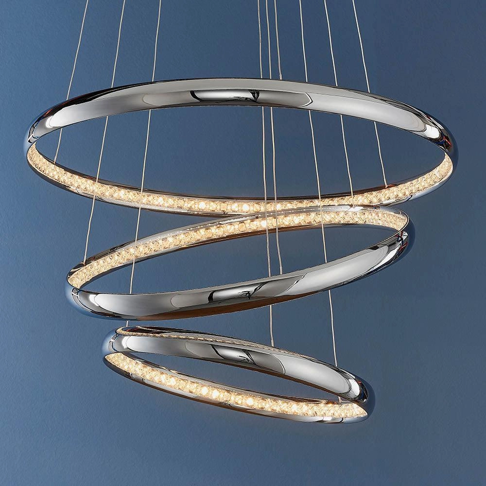Endon Ozias 1 Light Chrome & Crystal Ceiling Pendant