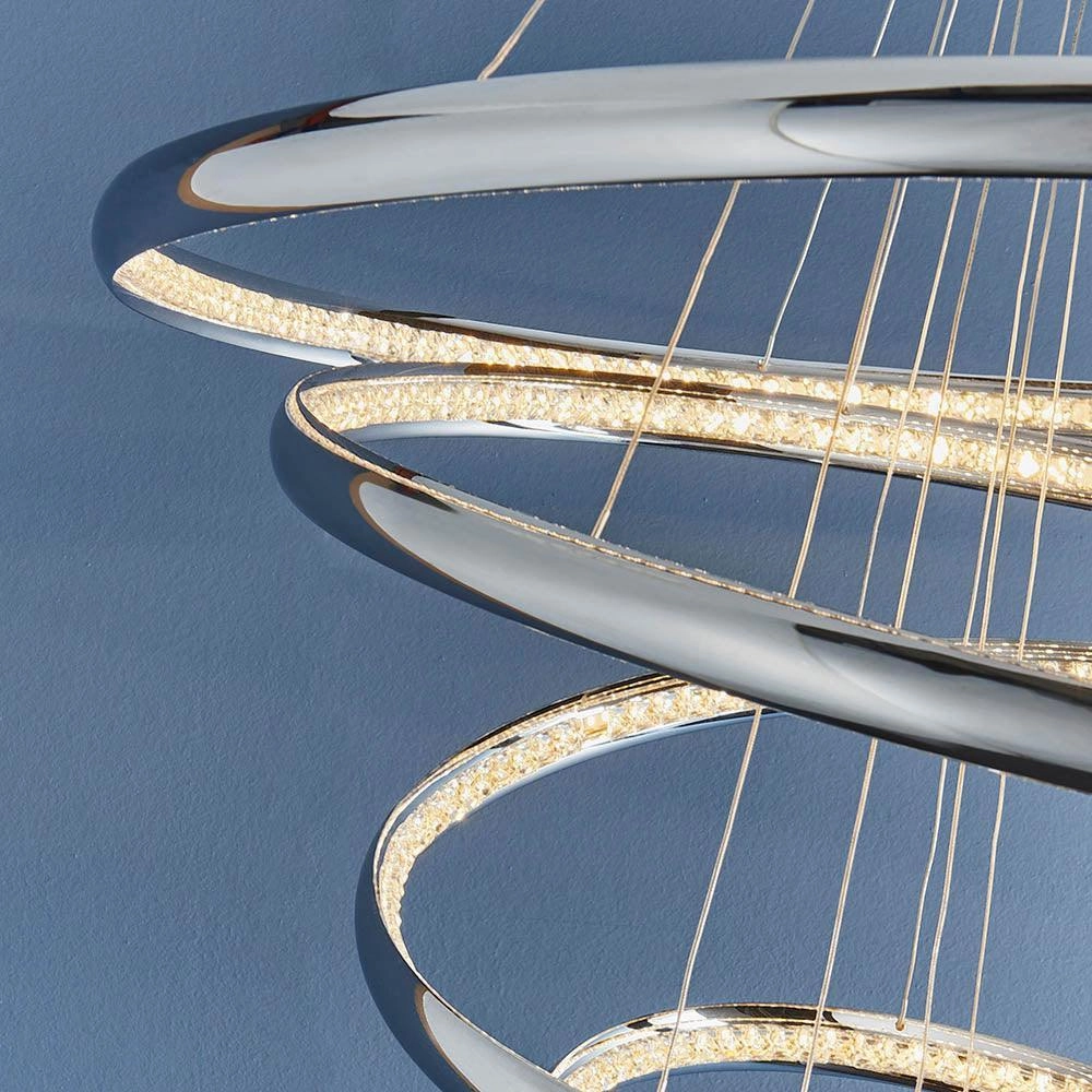 Endon Ozias 1 Light Chrome LED Large Ceiling Pendant