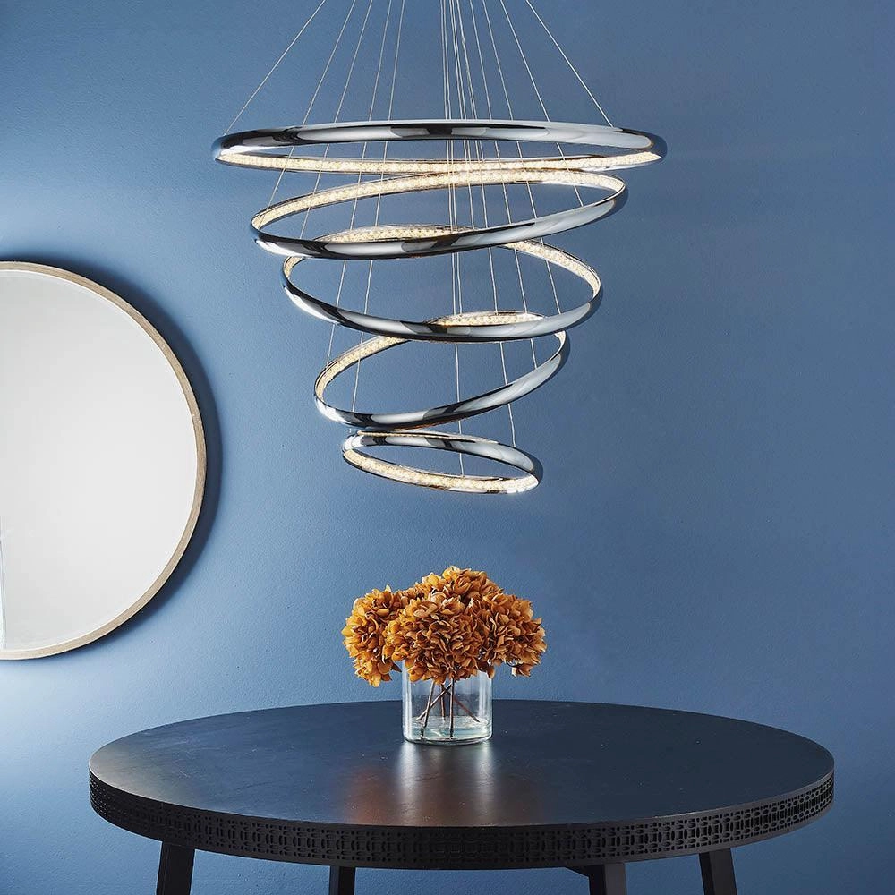 Endon Ozias 1 Light Chrome LED Large Ceiling Pendant
