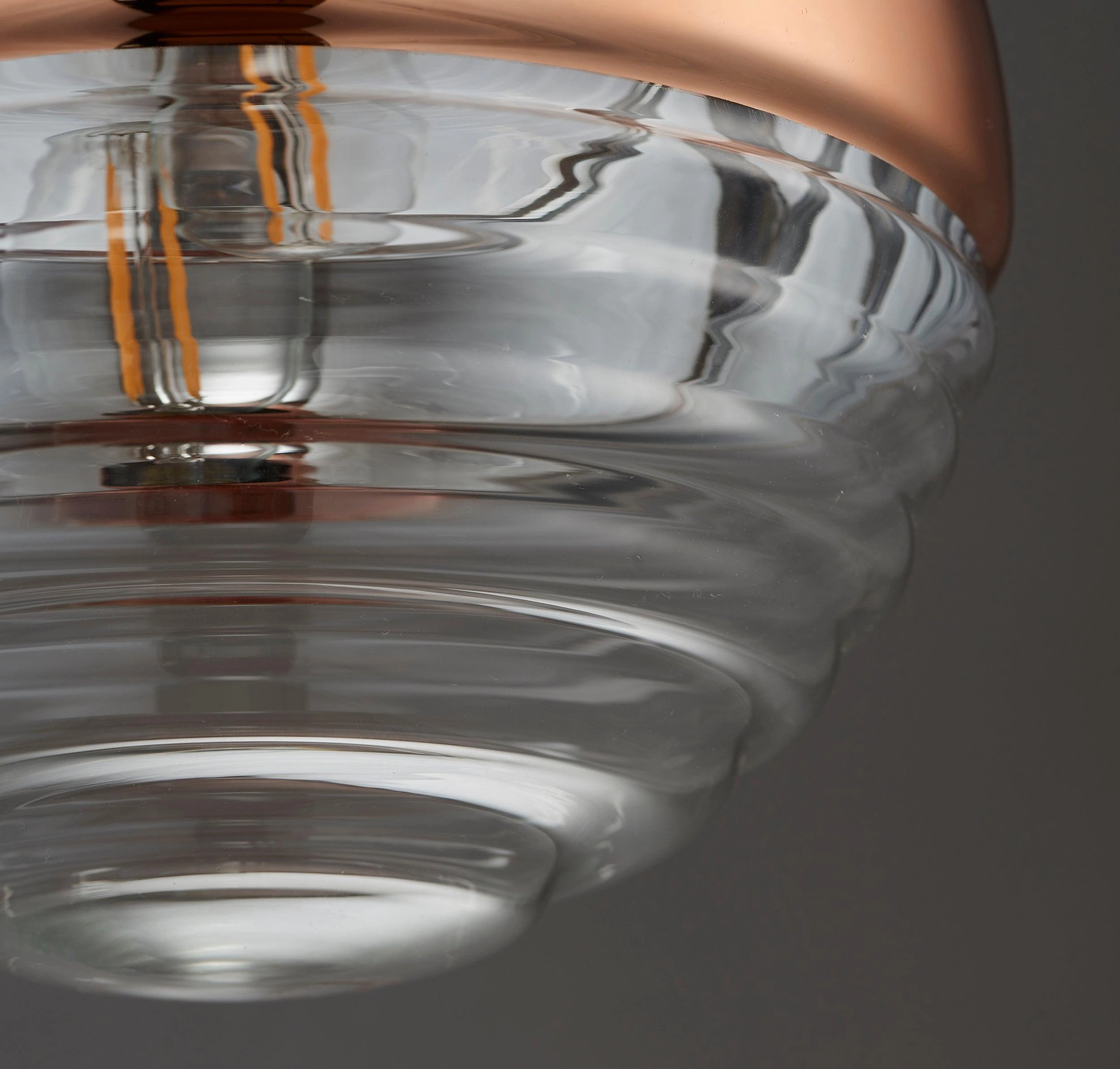 Endon Paloma 1 Light Ceiling Pendant - Copper & Ribbed Glass