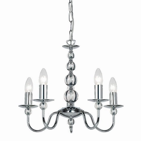 Endon Parkstone Chrome Finish 5 Light Chandelier white ceiling lamp