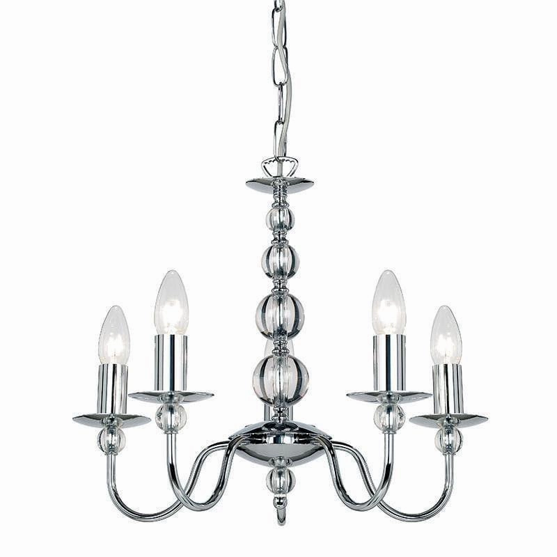 Endon Parkstone Chrome Finish 5 Light Chandelier white ceiling lamp