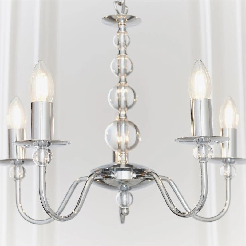 Endon Parkstone Chrome Finish 5 Light Chandelier